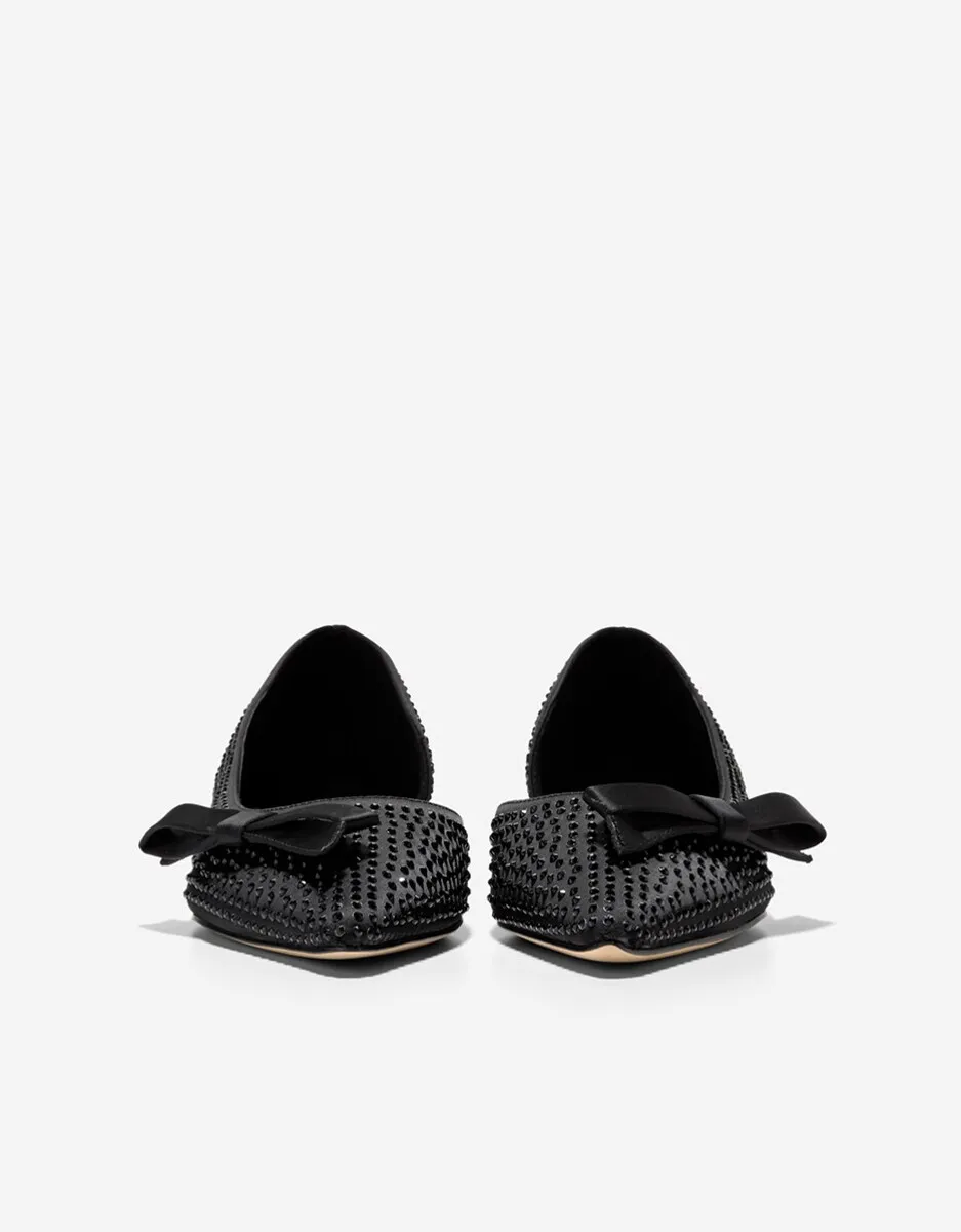 Женские атласные балетки с декоративным бантом Cole Haan, чёрный — фото 2