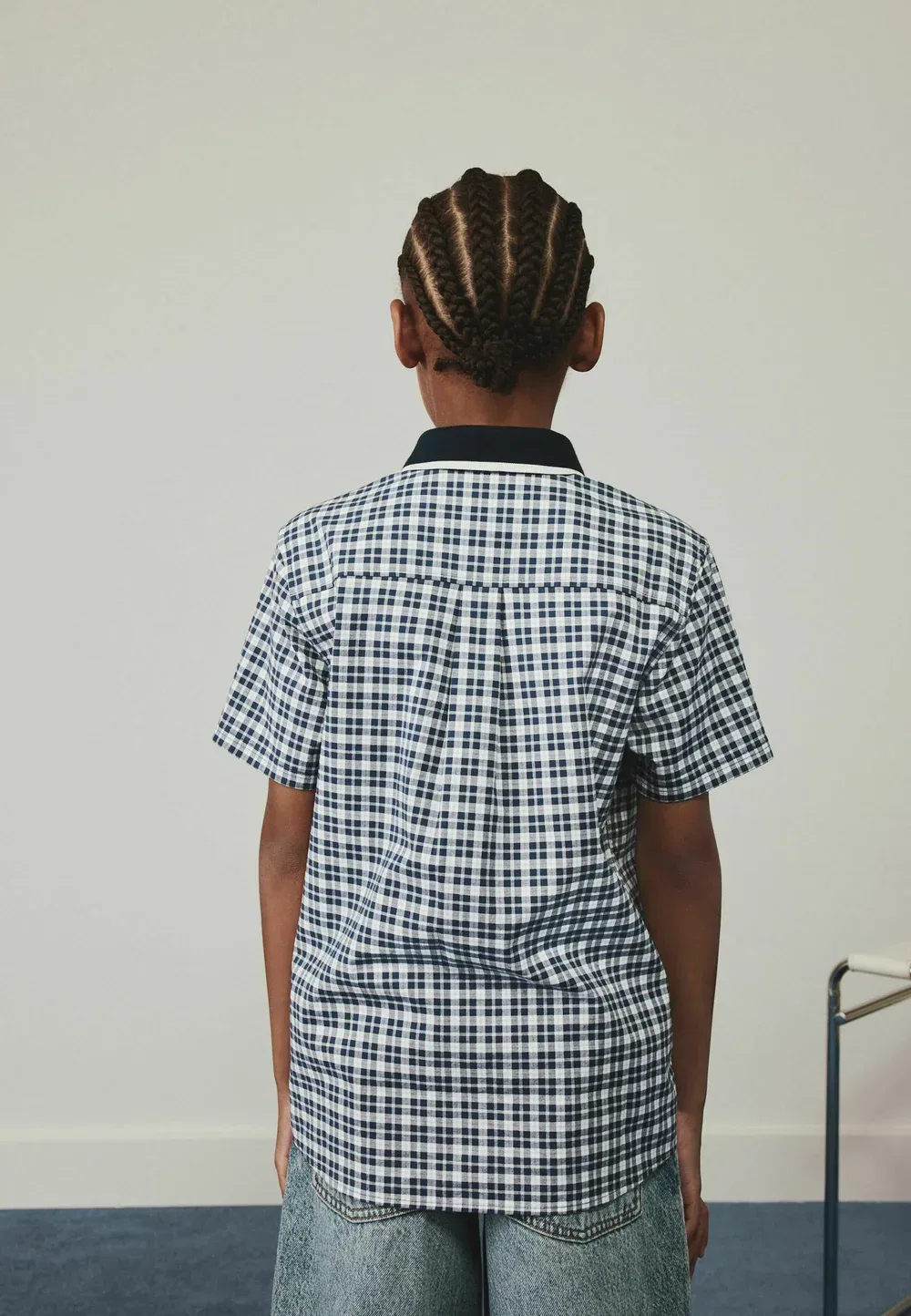 Рубашка стандартного кроя с коротким рукавом - элегантная рубашка Next, Navy Gingham — фото 2