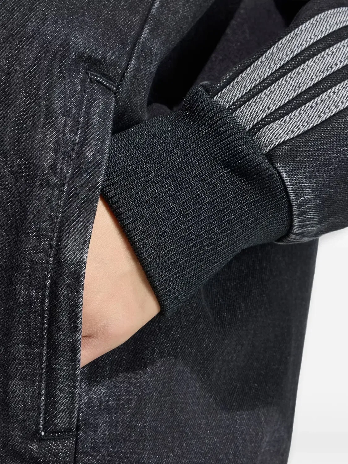 Джинсовый спортивный топ оверсайз SST Adidas, черный — фото 3