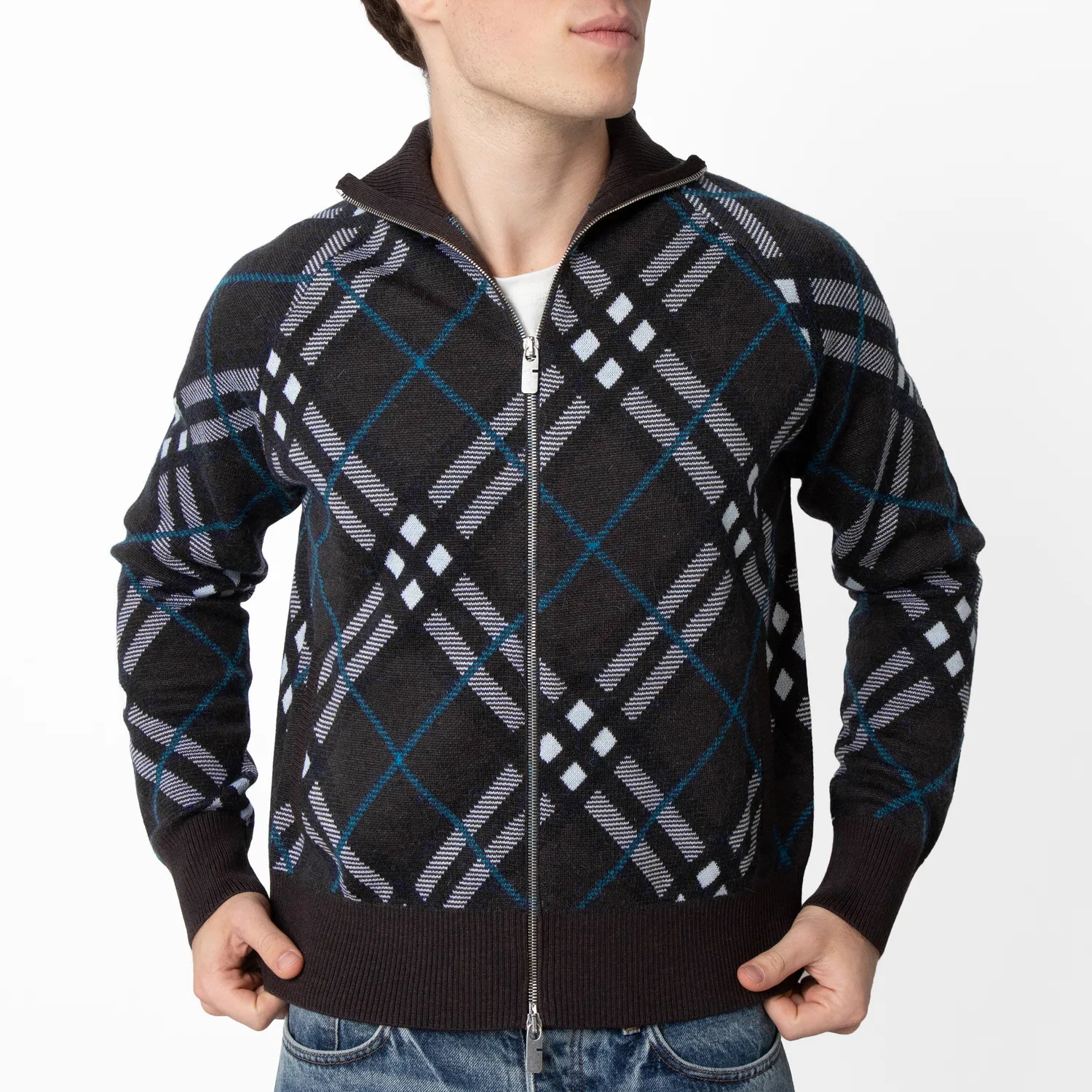 Куртка-бомбер из шерстяного твида Burberry Check Wool Blend Track Jacket Burberry, Snug Ip Check