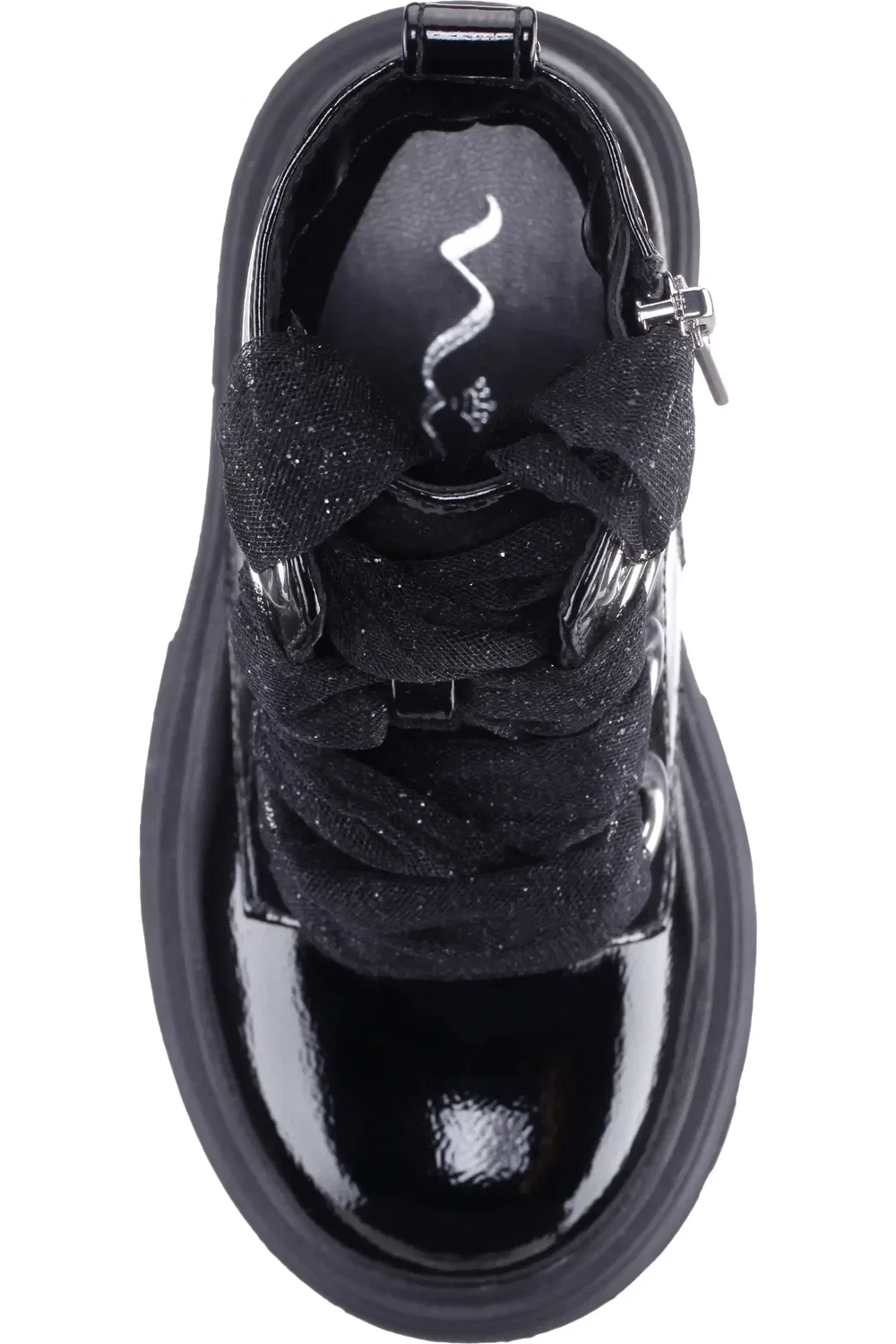 Ботинки детские на плоской подошве Chassy Nina, Black Crinkle Metallic — фото 4