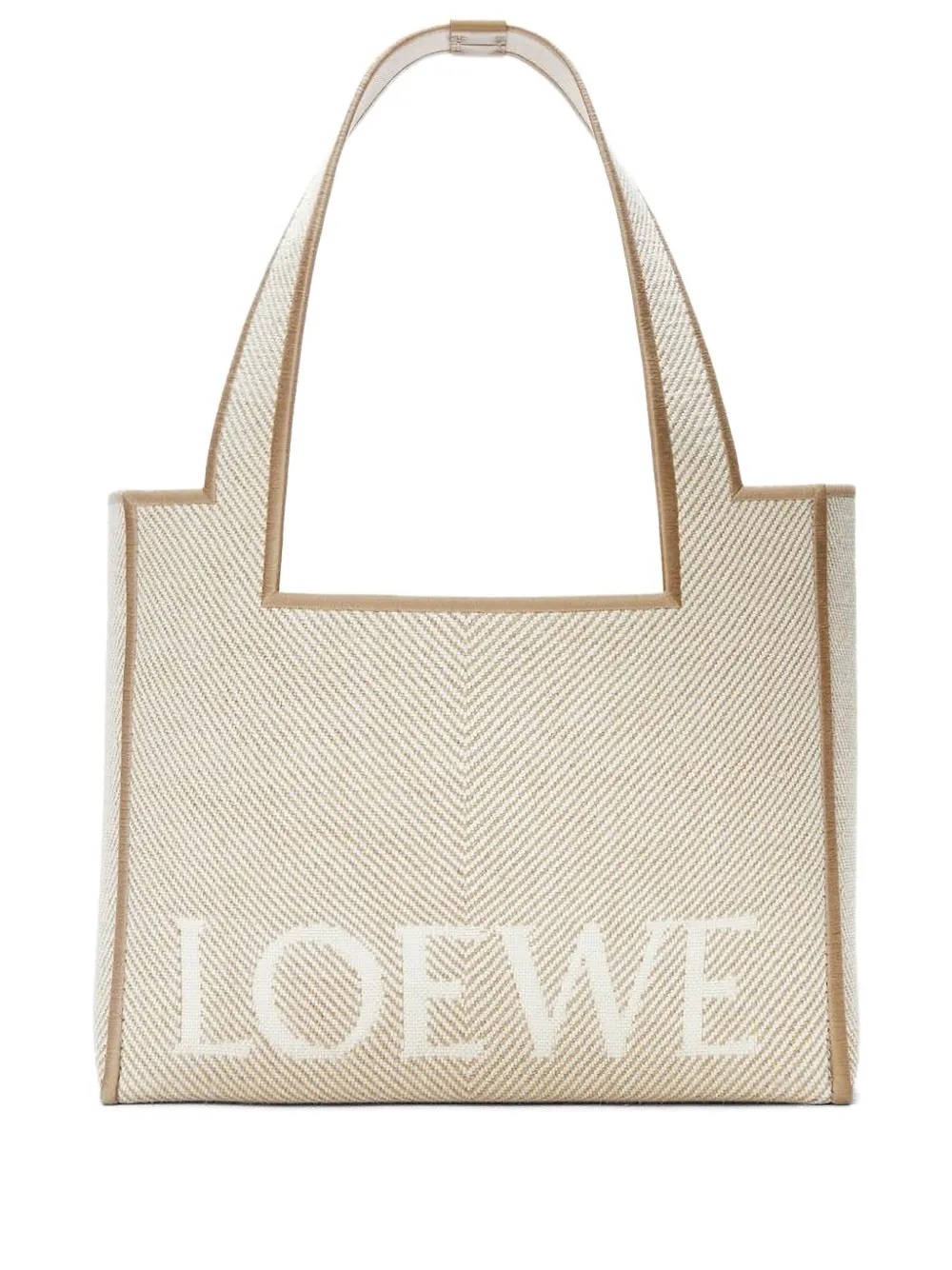 

Сумка-тоут среднего размера с узором в елочку Loewe, нейтральный