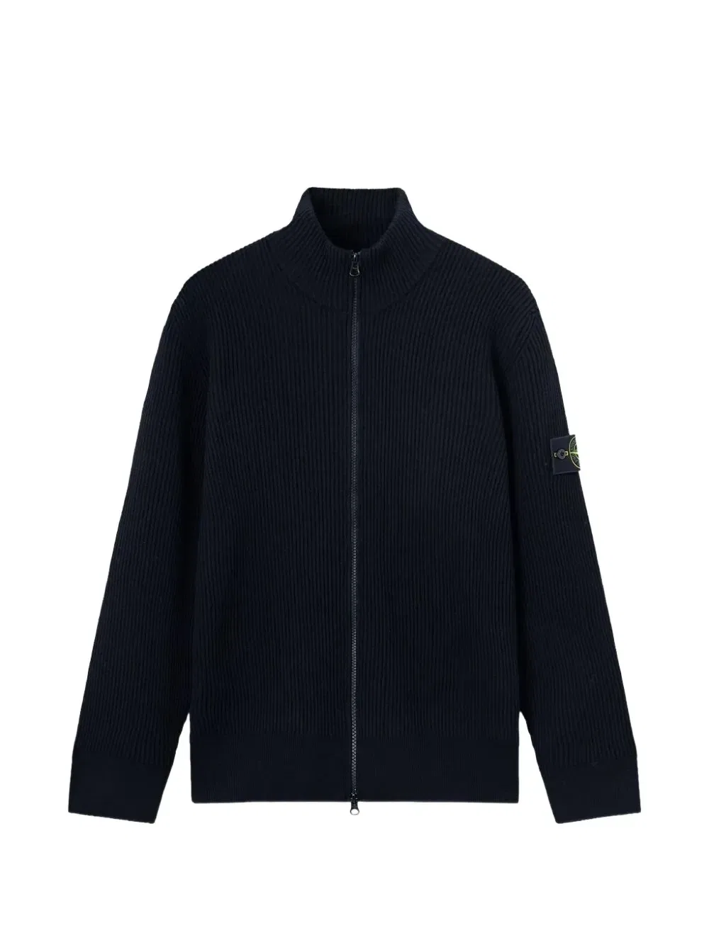 Вязаный кардиган на молнии в рубчик Stone Island, синий
