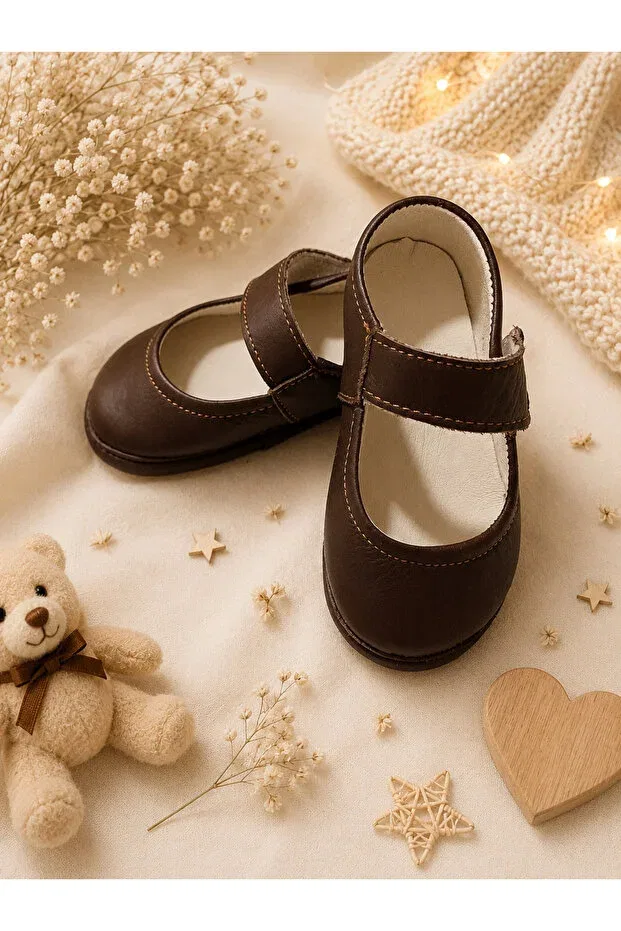 Детские пинетки для новорожденных кожаные Basics My Baby Kumsal, Brown — фото 4