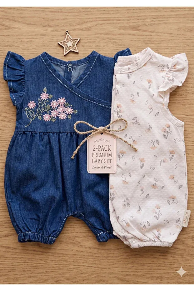 Детский комбинезон для девочек хлопковый Myzi Store, Dark Blue-Cream — фото 2