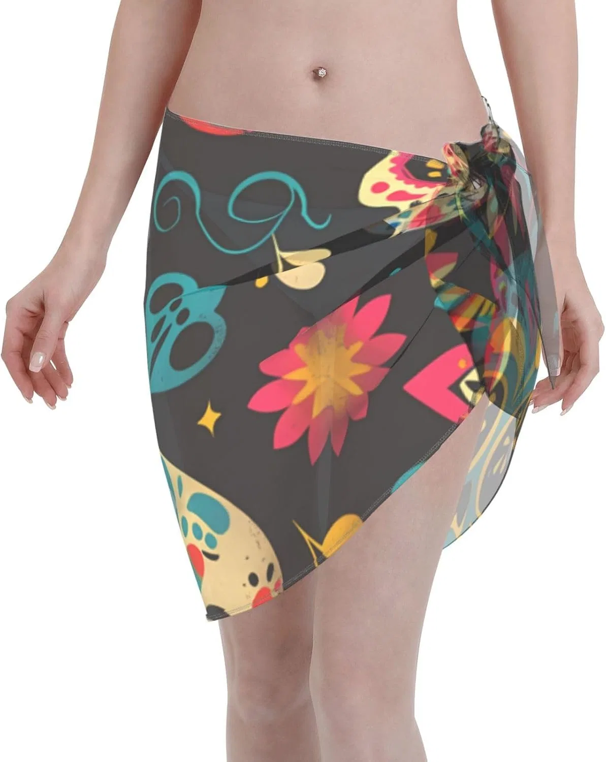 Женская пляжная накидка с принтом клубники Sarong, Skulls 7