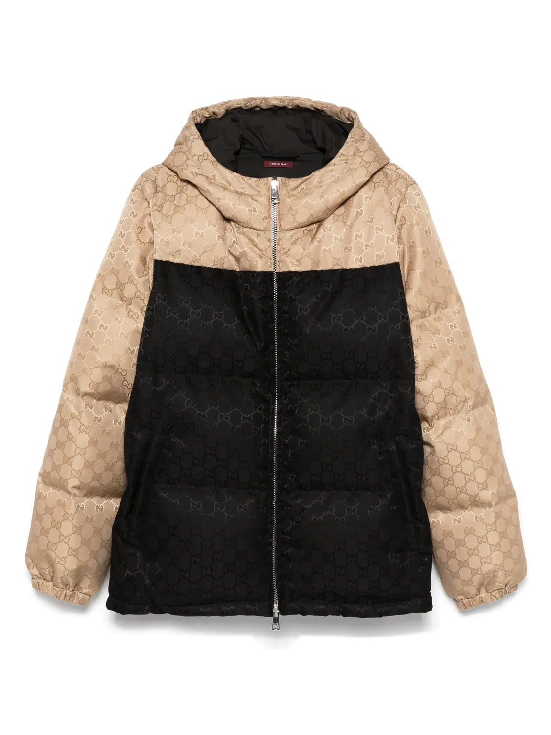 Пуховик из канваса с рисунком GG Gucci, черный