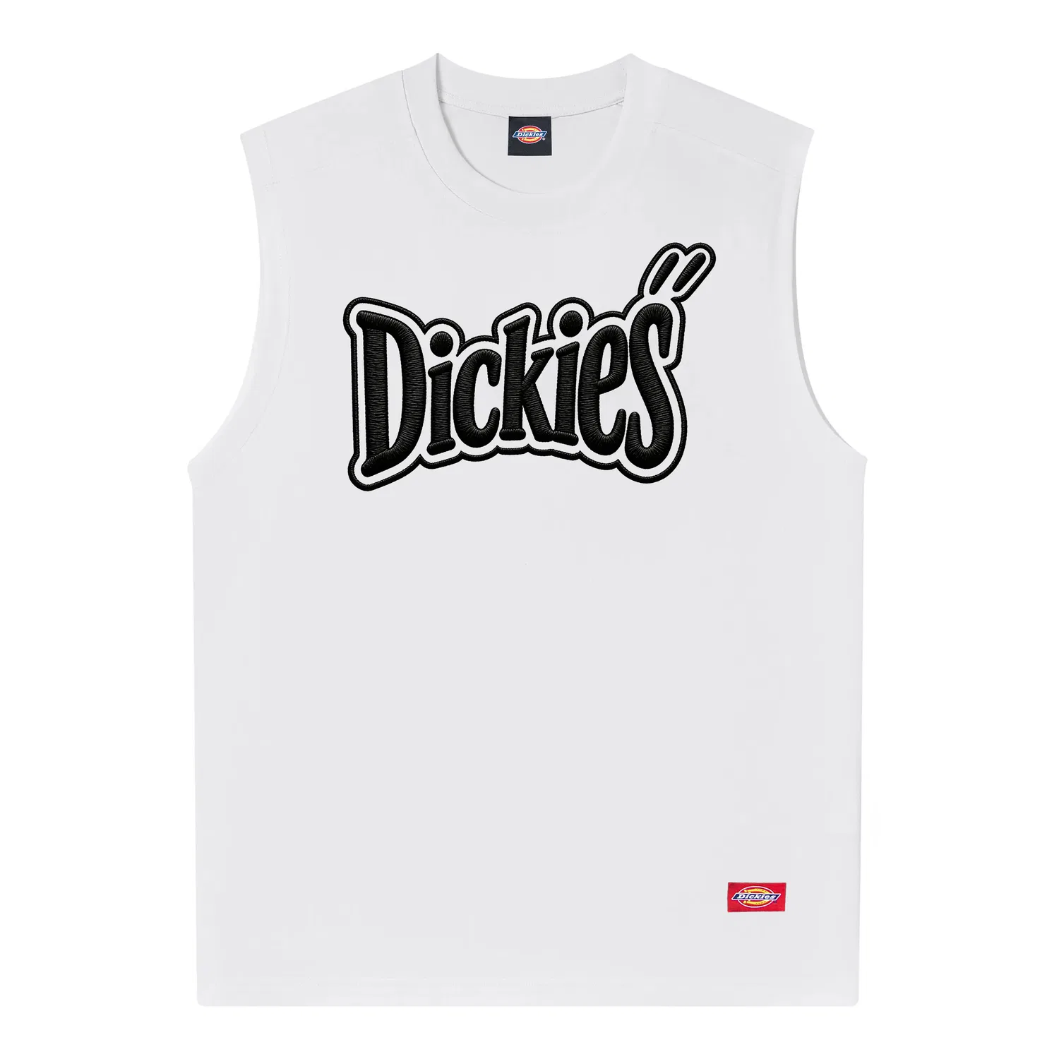 Детский топ без рукавов с круглым вырезом Dickies, White With Black Embroidery