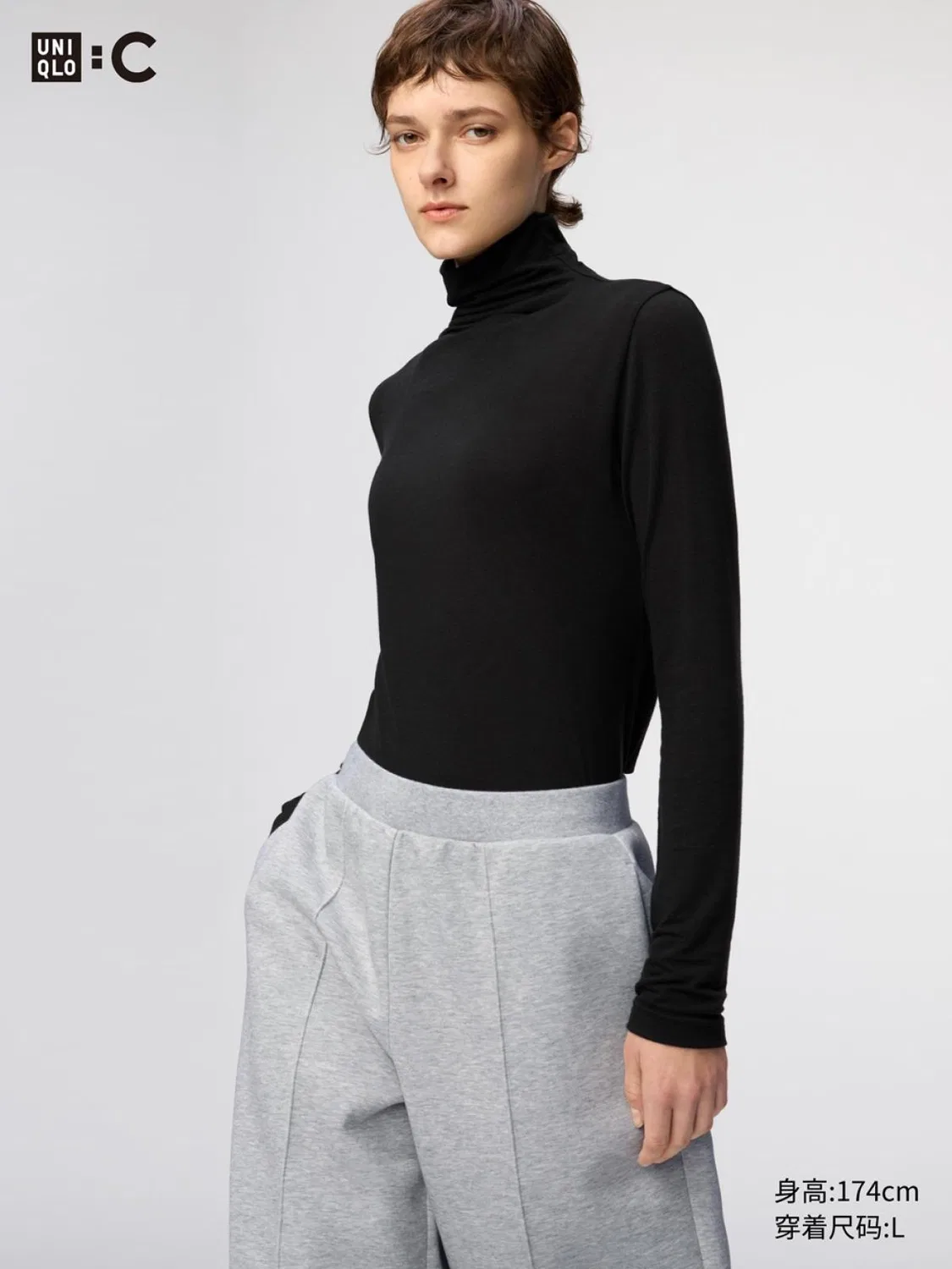Водолазка с длинным рукавом и высоким воротом HEATTECH Uniqlo, черный