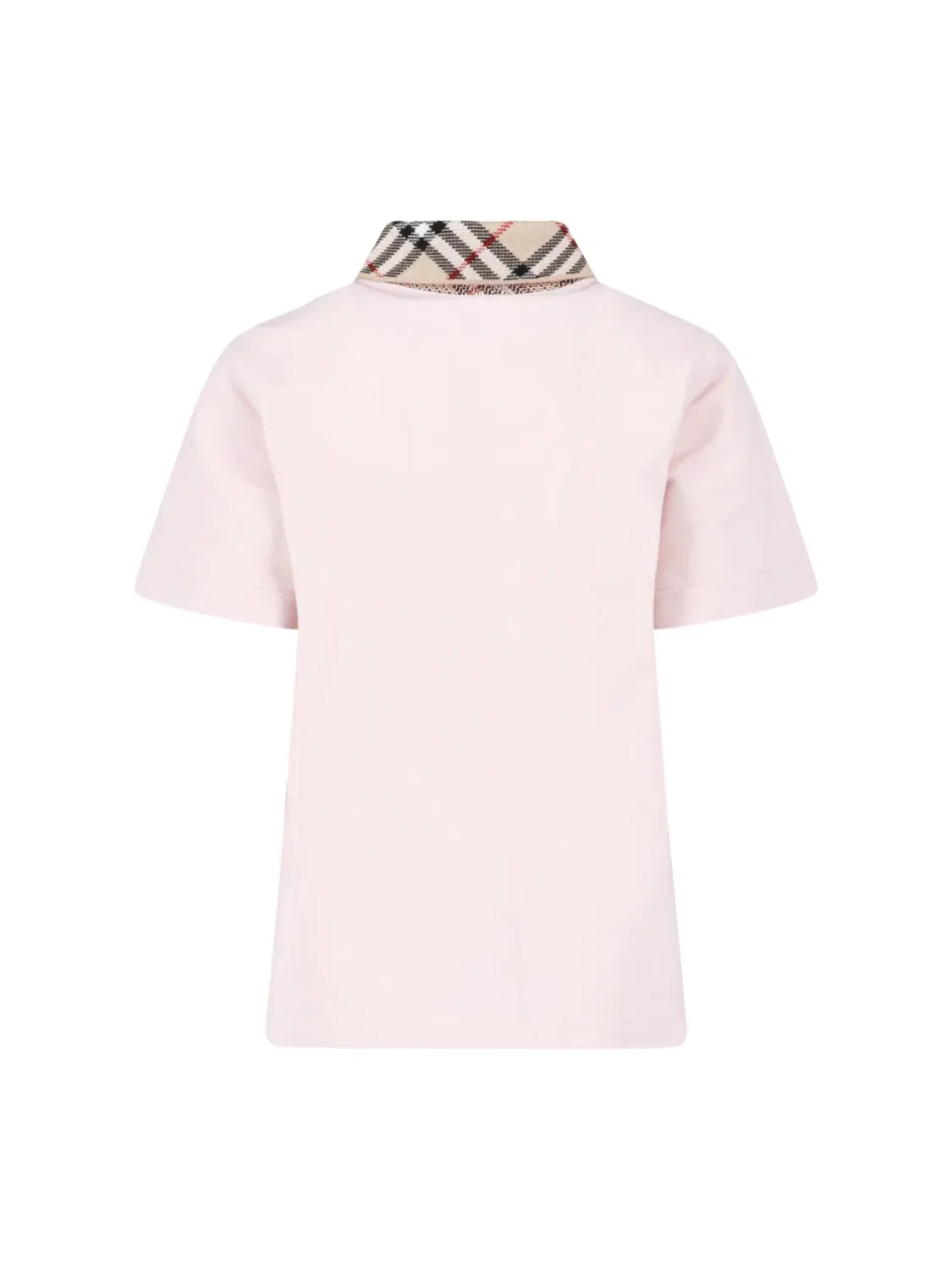 Женское поло с коротким рукавом с клетчатым воротником розовый Check Cotton Polo Shirt Burberry, розовый — фото 2
