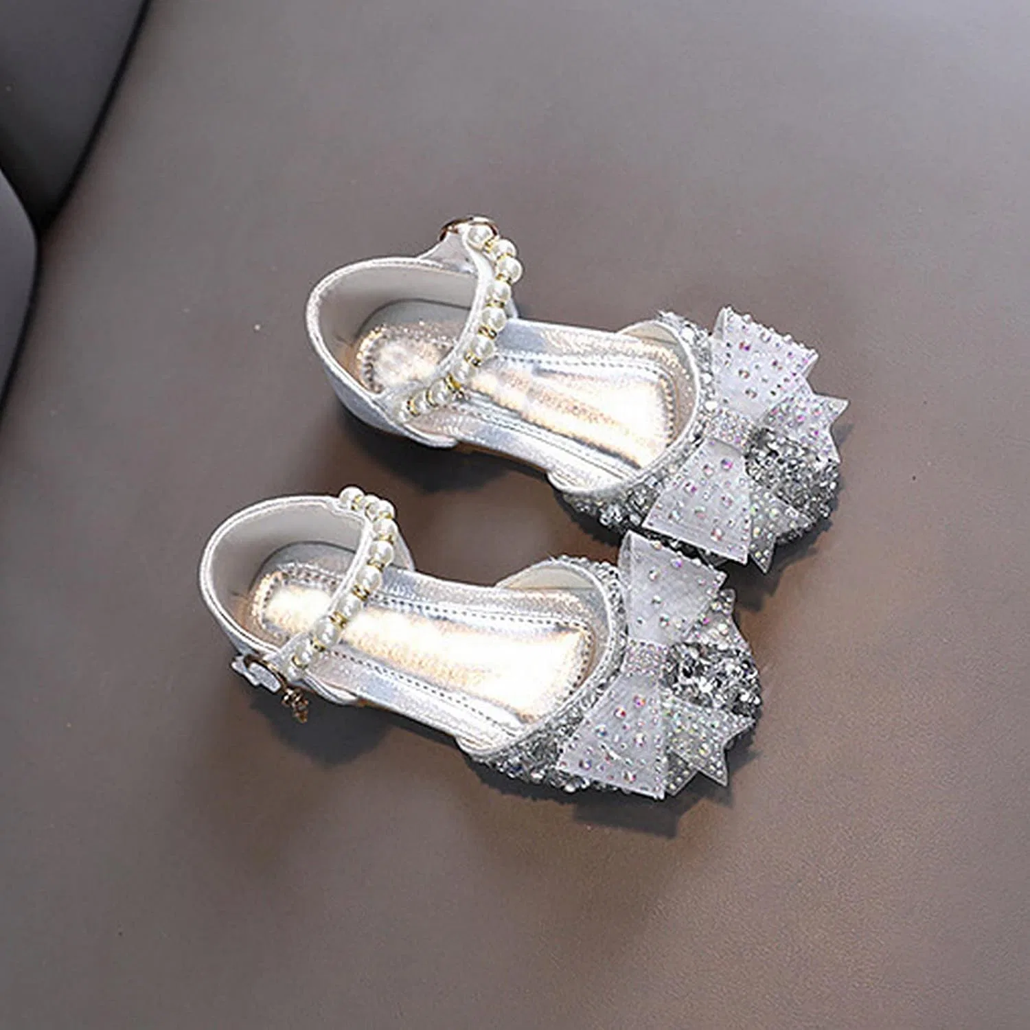 Детские туфли для девочек с принтом Princess Girls LED Jelly Dress Shoes, White — фото 3