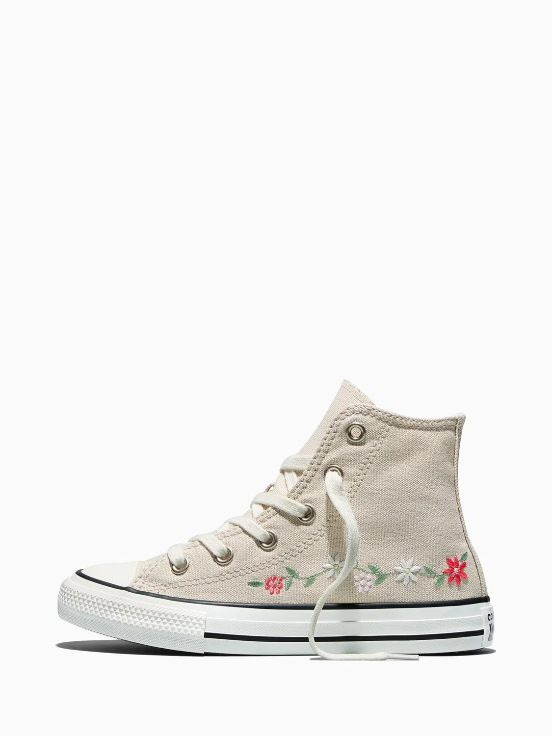 Кроссовки высокие с вышивкой цветов Converse Chuck Taylor, кремовый — фото 2