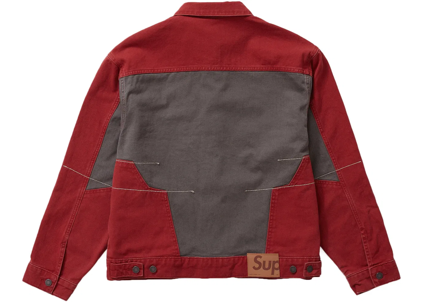Мужская куртка-джинсовка с контрастными панелями Supreme, Red — фото 2