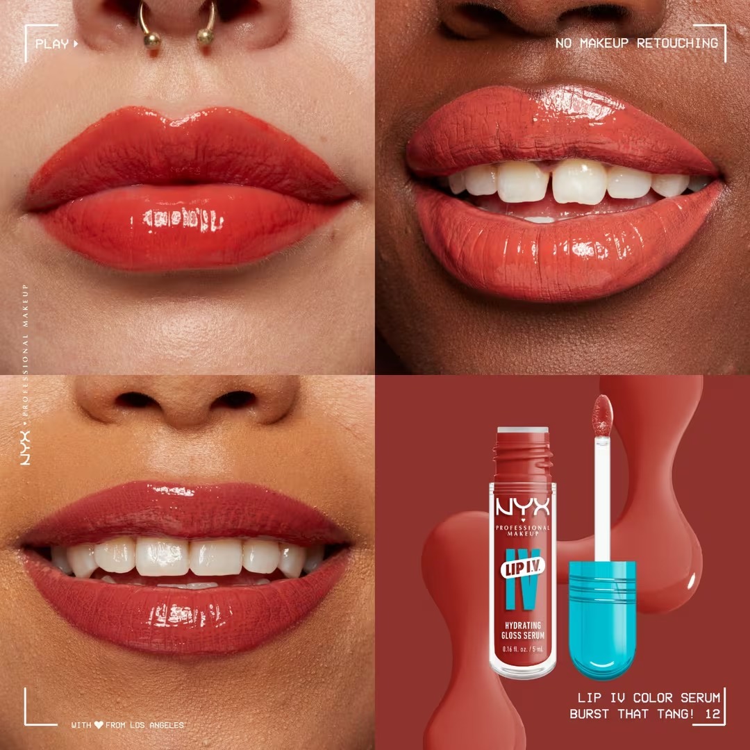Увлажняющий блеск для губ NYX Professional Makeup Lip I.V. Hydrating Gloss Stain, Burst That Tang!, 5 мл — фото 4