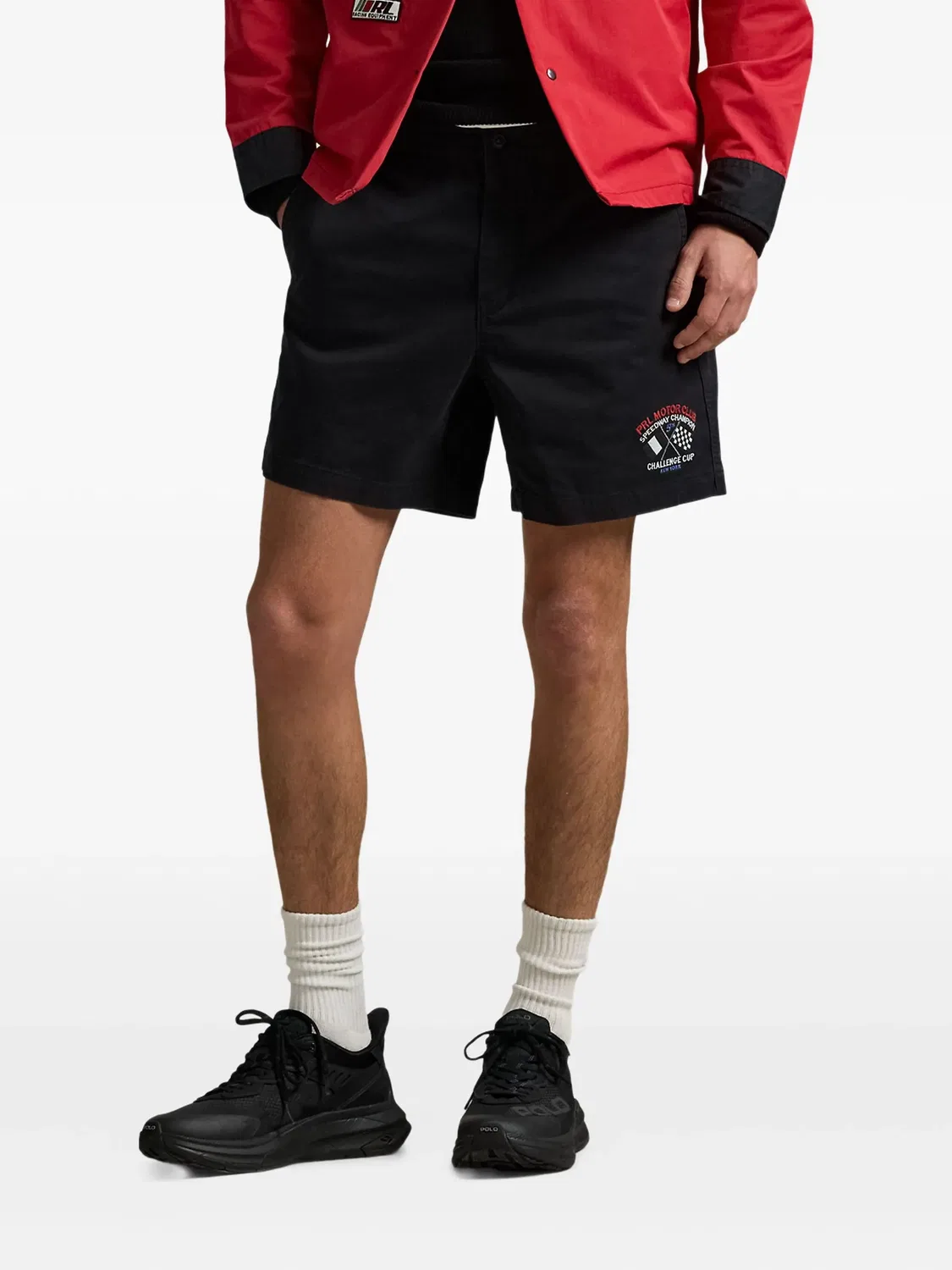 Шорты с вышивкой Motor Club Polo Ralph Lauren, черный
