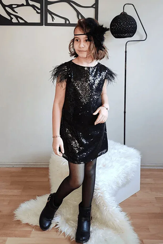 Детское платье для девочек с пайетками Egolika Kids, Black