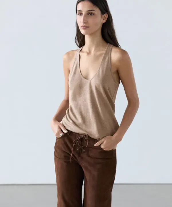 Топ с бретелями, льняной, Massimo Dutti — фото 2