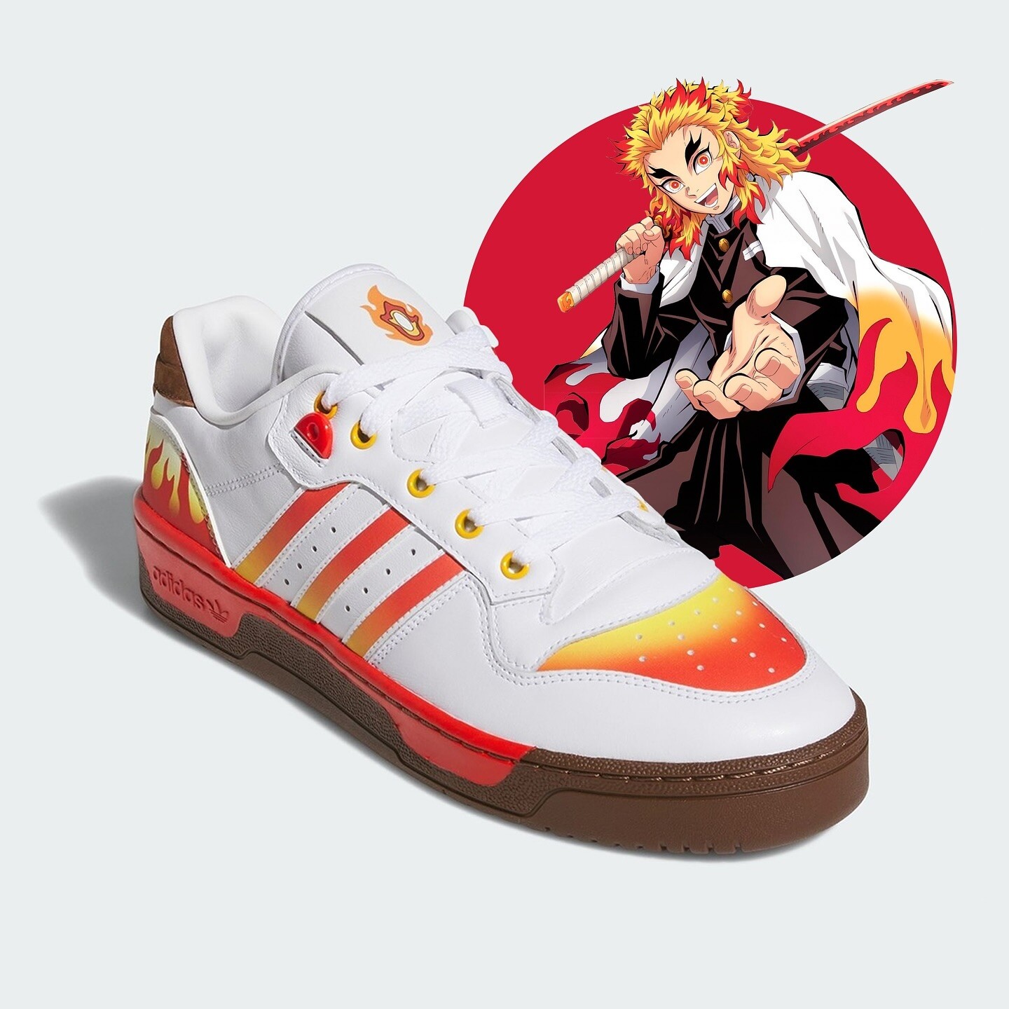 

Кроссовки Adidas Rivalry Low x Demon Slayer, Rengoku, белый/красный