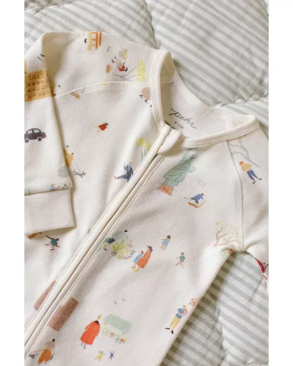 Детский комбинезон с принтом Unisex ribbed sleeper footie Pehr, Explore The World — фото 3