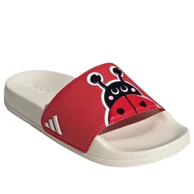 Детские шлепанцы с открытым носком Adidas Adilette Pure Ruby White, красный — фото 3