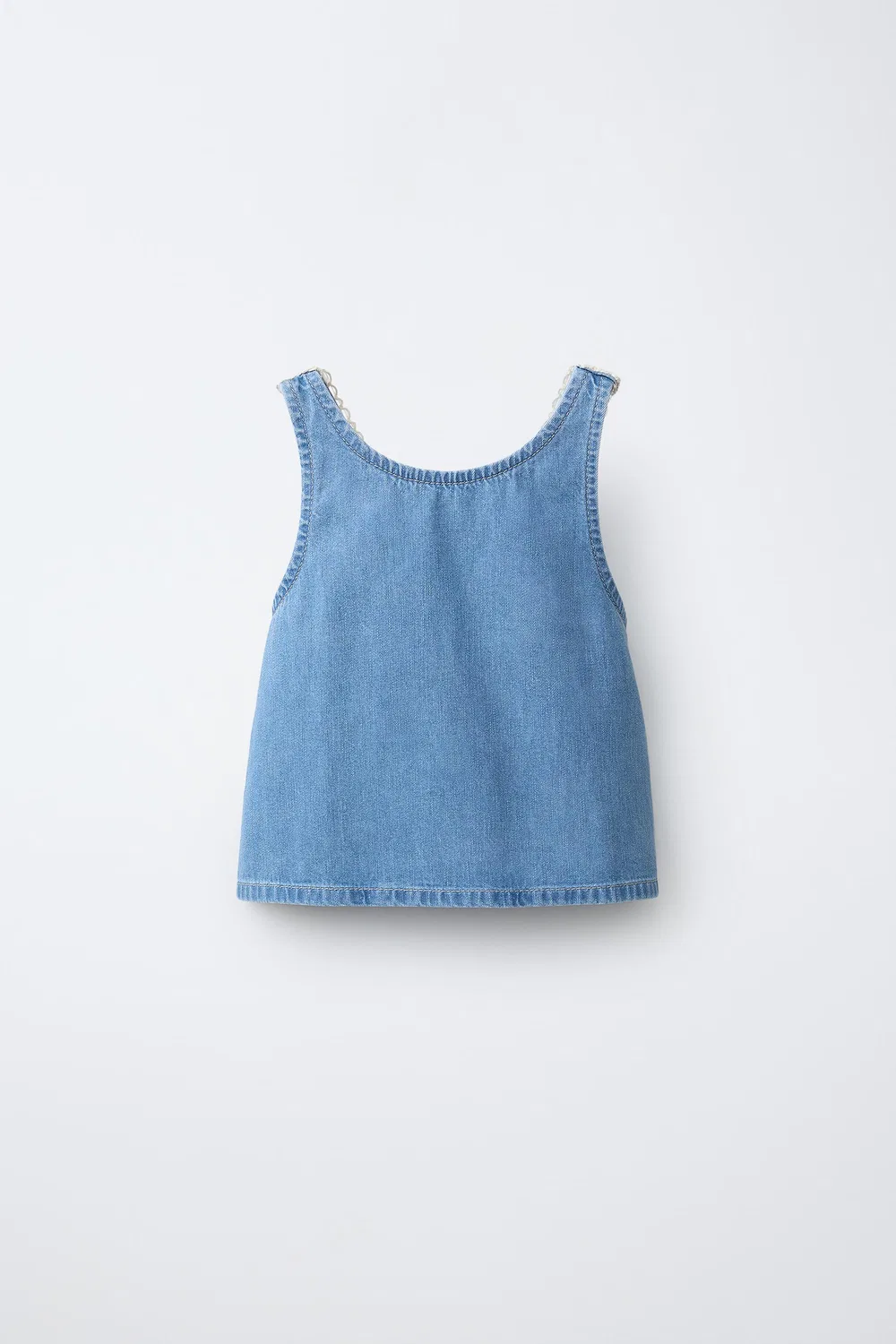 Вязаный крючком топ из джинсовой ткани ZARA, Blue