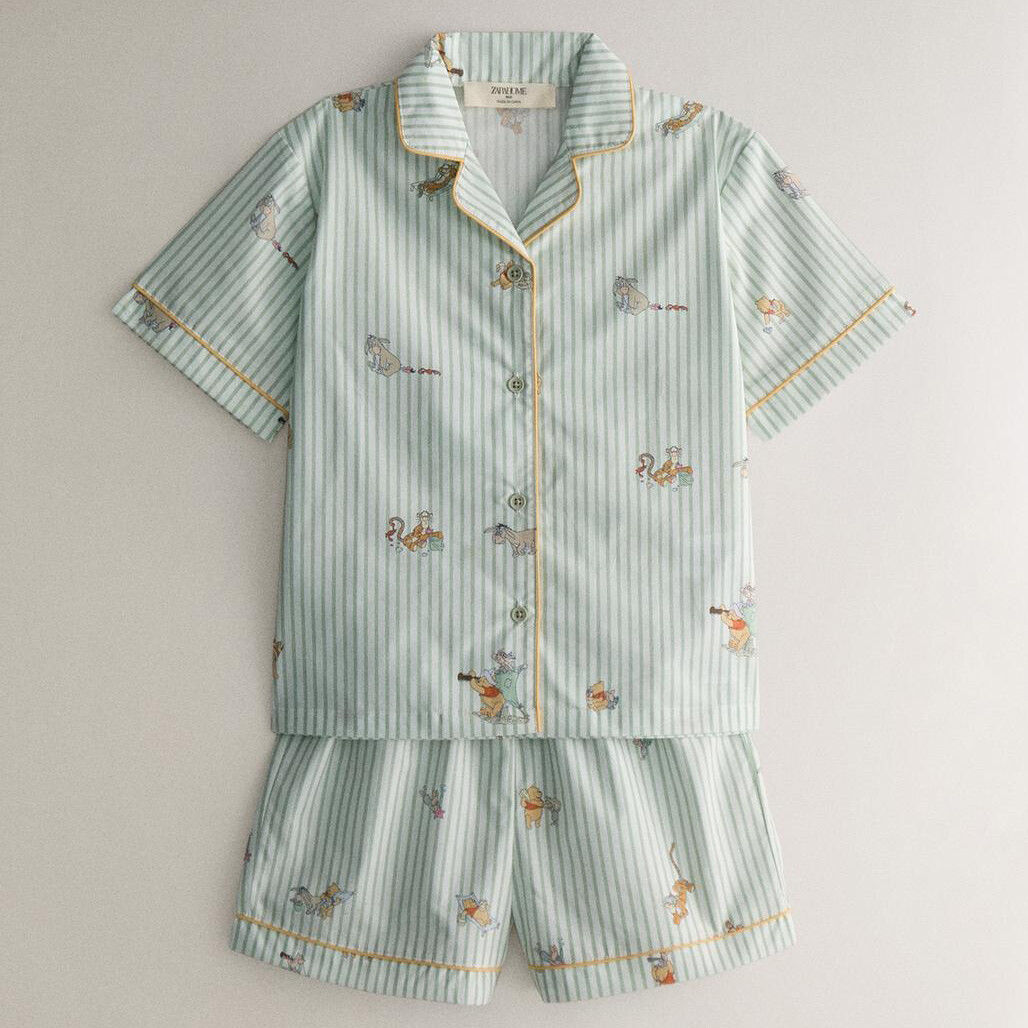 

Детская пижама Zara Home Winnie The Pooh Poplin, 2 предмета, голубой/зеленый