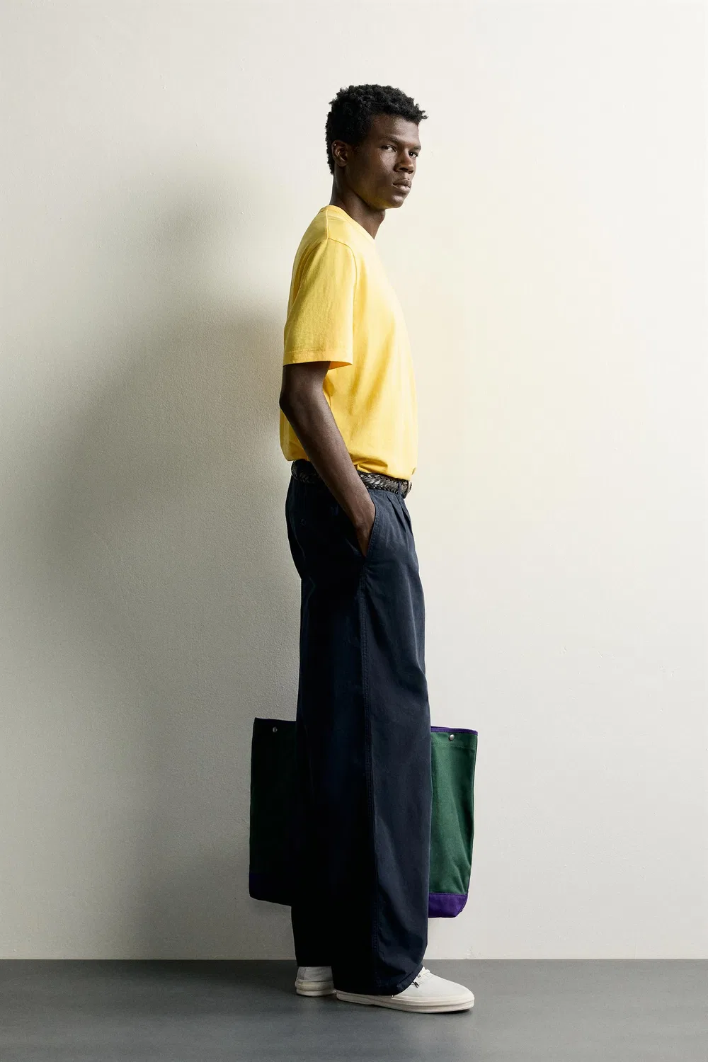 Удобные брюки-чиносы стандартного кроя ZARA, Navy blue — фото 4