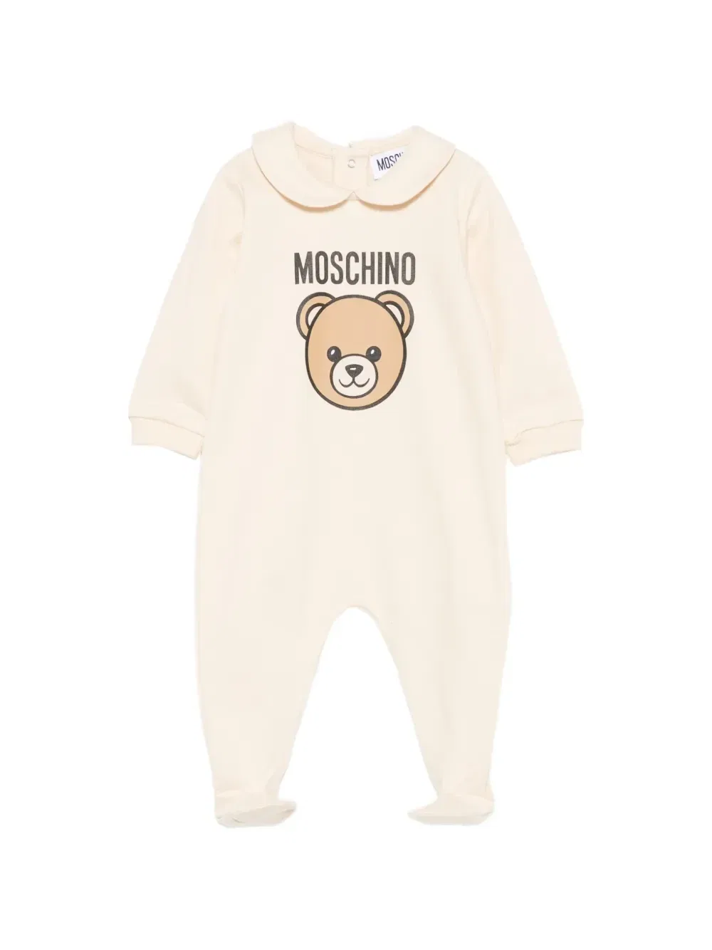 Хлопковая пижама с принтом логотипа в виде плюшевого мишки Moschino Kids, бежевый