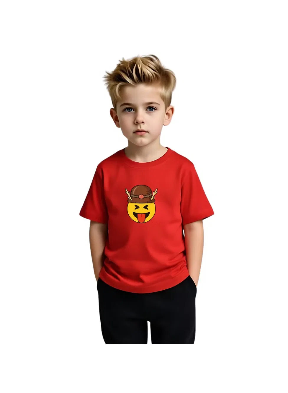 Футболка с принтом эмодзи для мальчиков Printshop4Me, красный