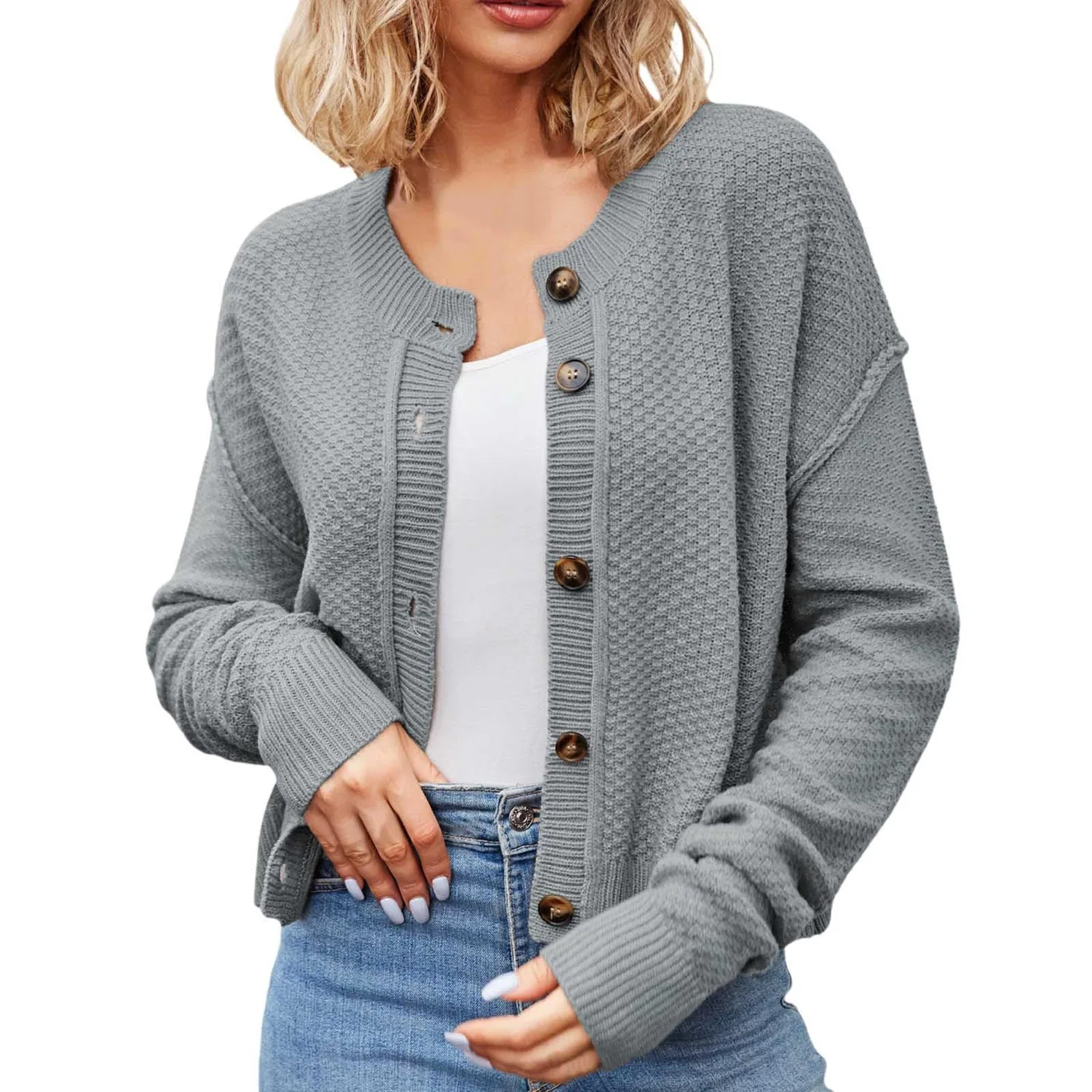 Женский кардиган с длинным рукавом Vintage, Grigio