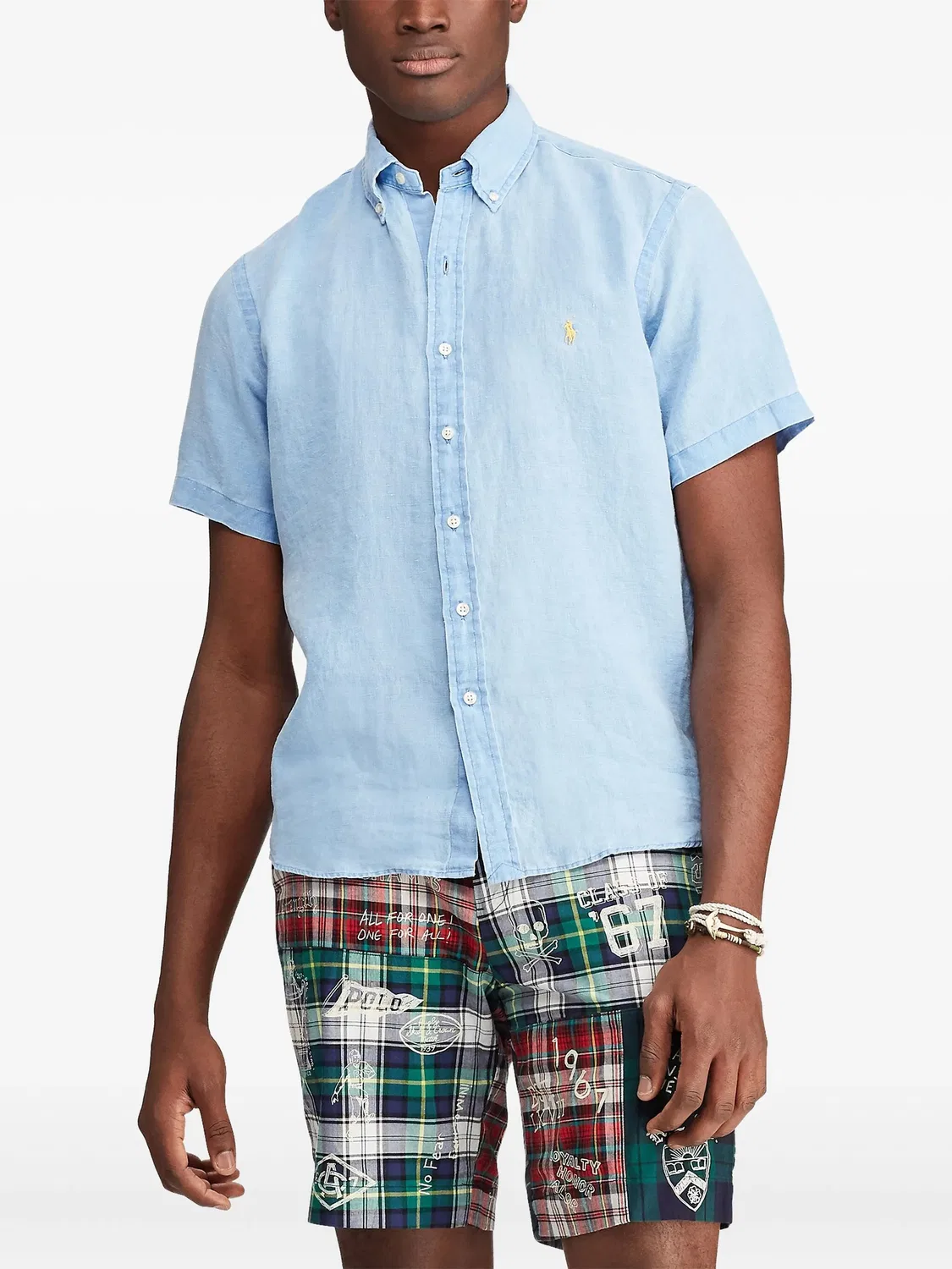 Рубашка с коротким рукавом, льняная, синяя Polo Ralph Lauren, синий — фото 2