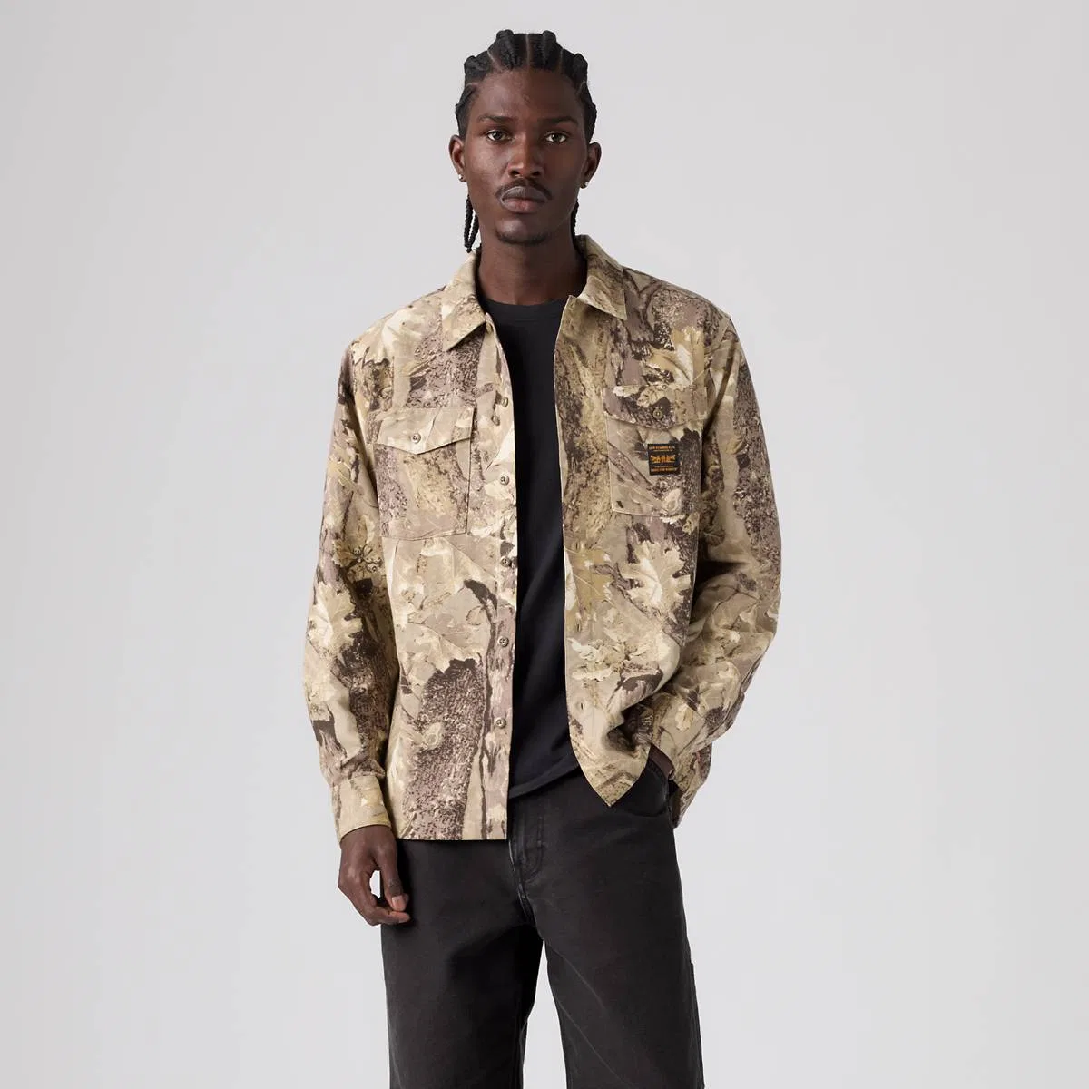 Свободная рабочая рубашка с длинными рукавами Levi's, Tex Forest Camo Gravel - White — фото 3