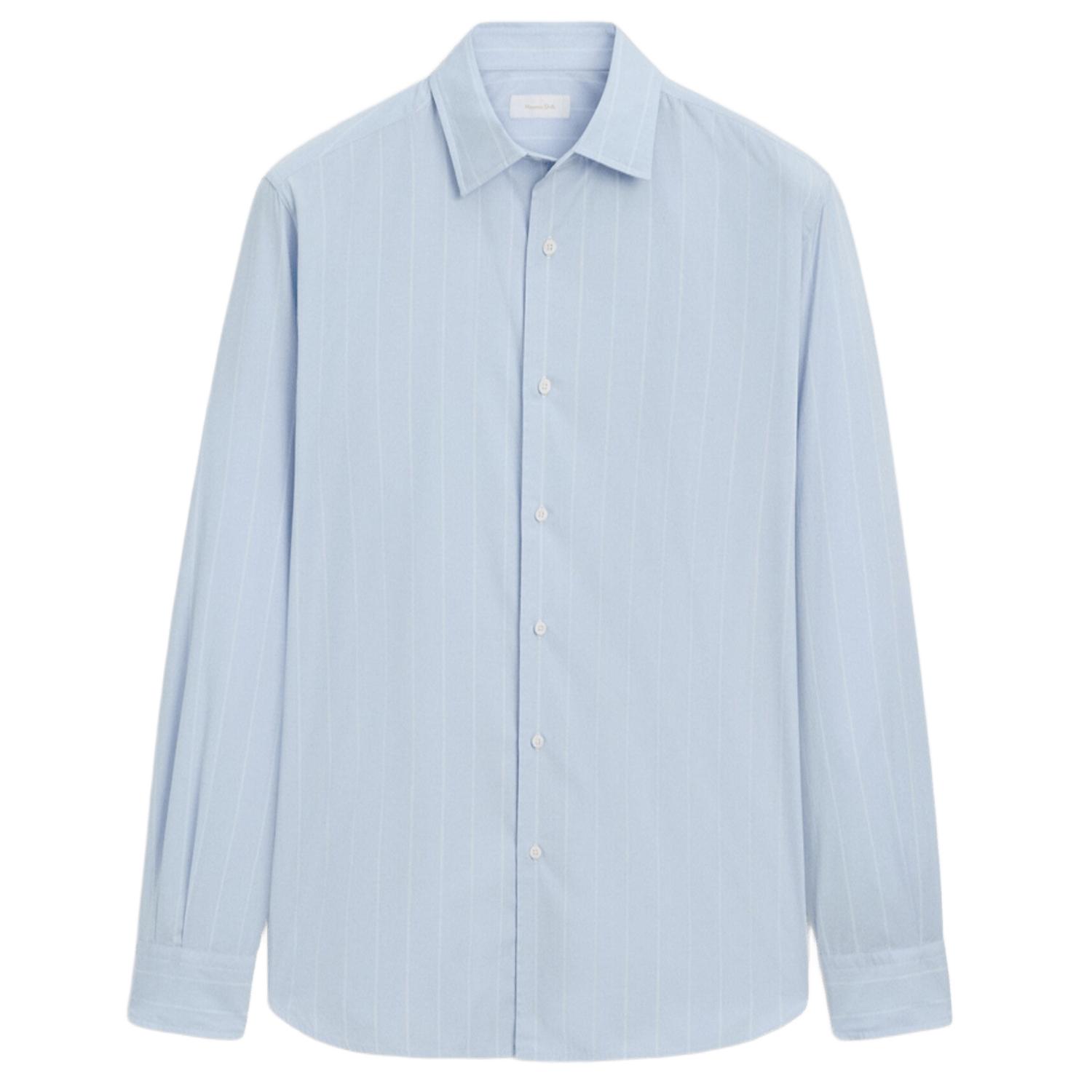 

Рубашка стандартного кроя в тонкую полоску Massimo Dutti, небесно-голубой