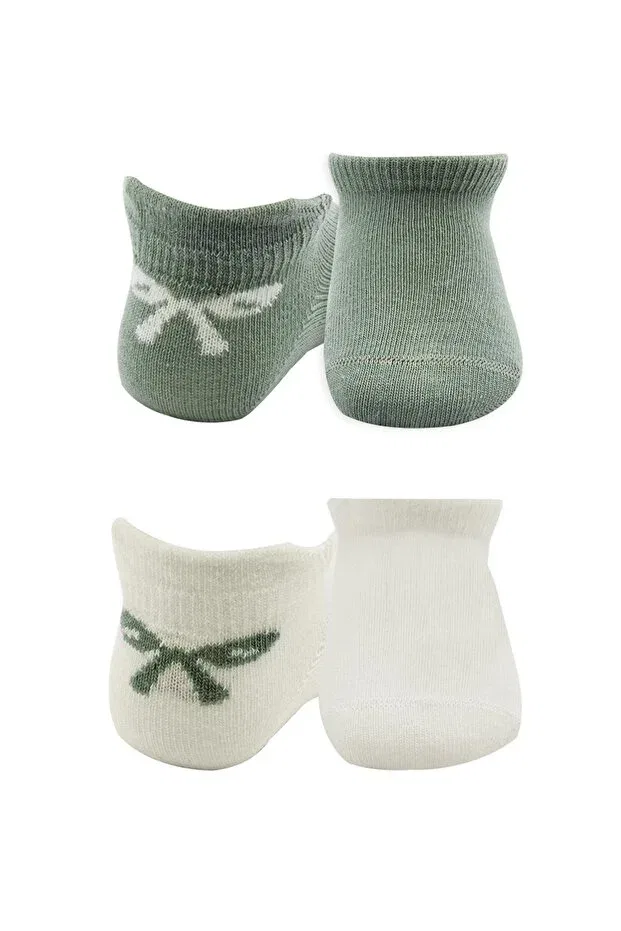 Детские носки для новорожденных с принтом 2-Pack Smile Bow Bistyle, Nil-Ekru — фото 4