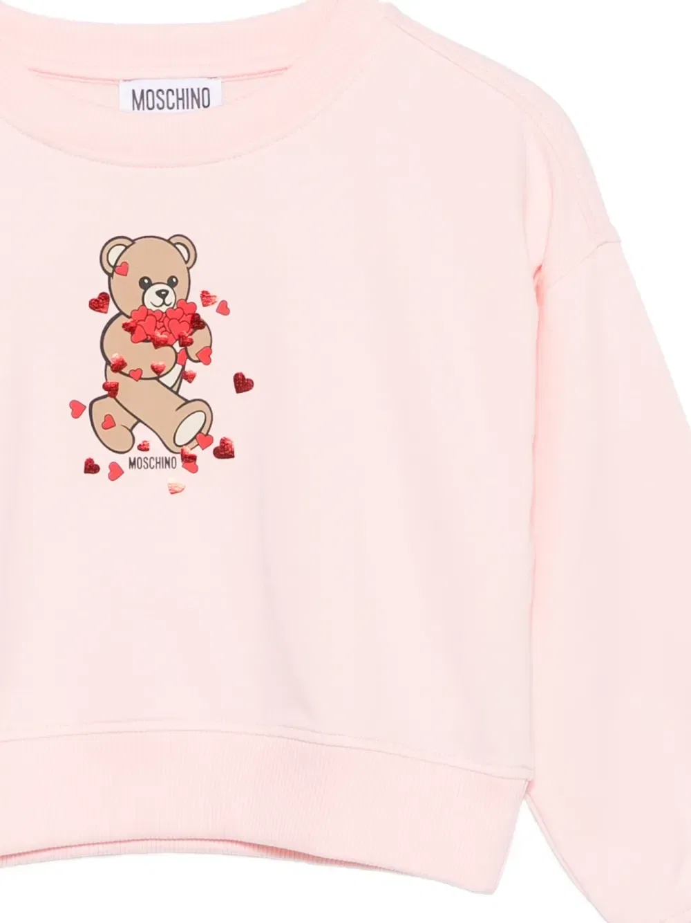 Свитшот с принтом «сердце» с плюшевым мишкой Moschino Kids, розовый — фото 3