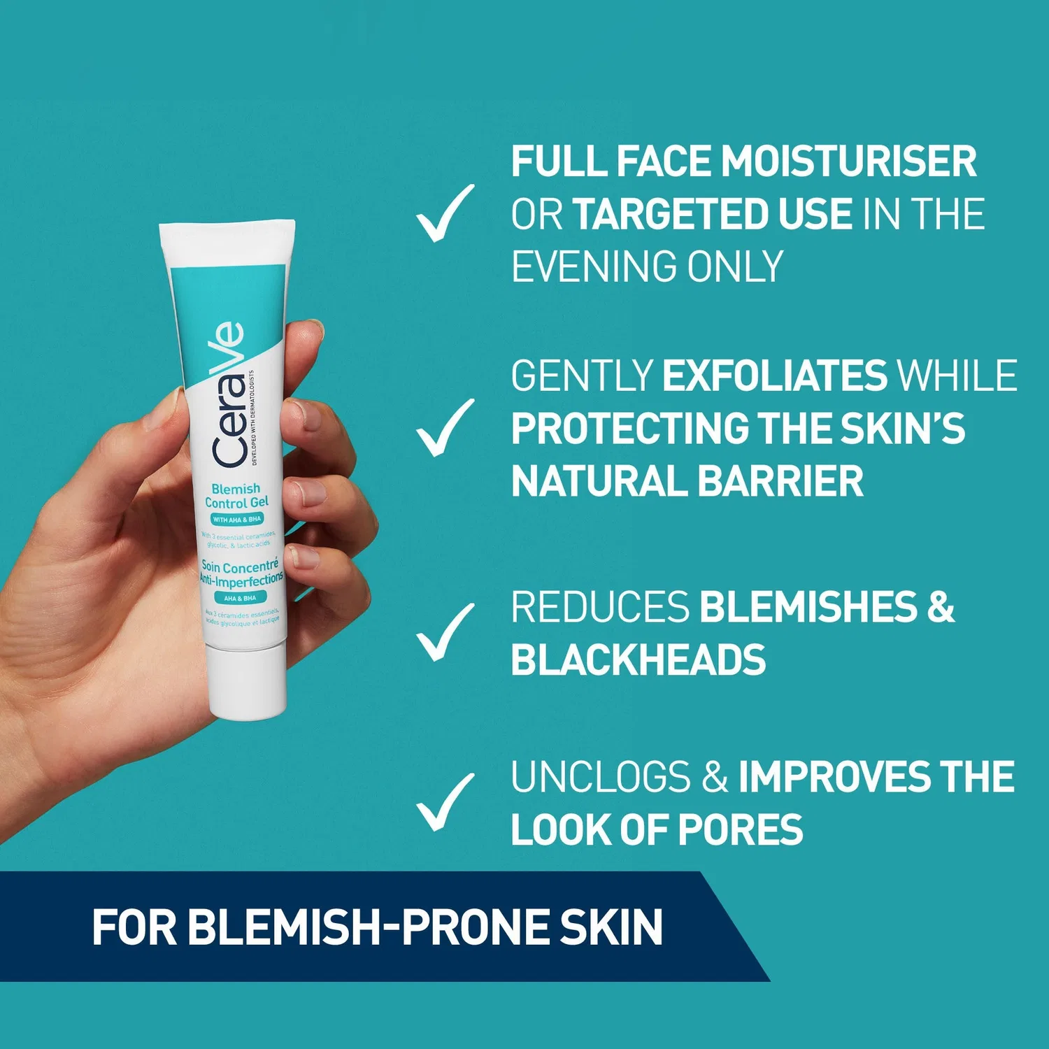 Гель-увлажнитель для лица с 2% салициловой кислотой CeraVe Blemish Control Gel, 40 мл — фото 4