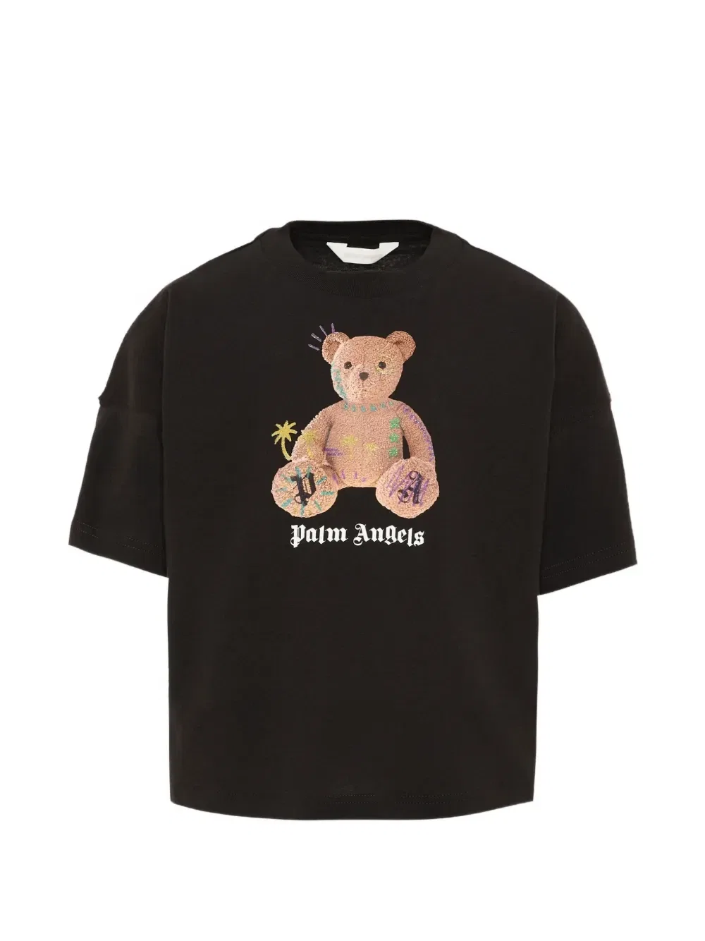 Футболка с логотипом и принтом медведя Palm Angels Kids, черный
