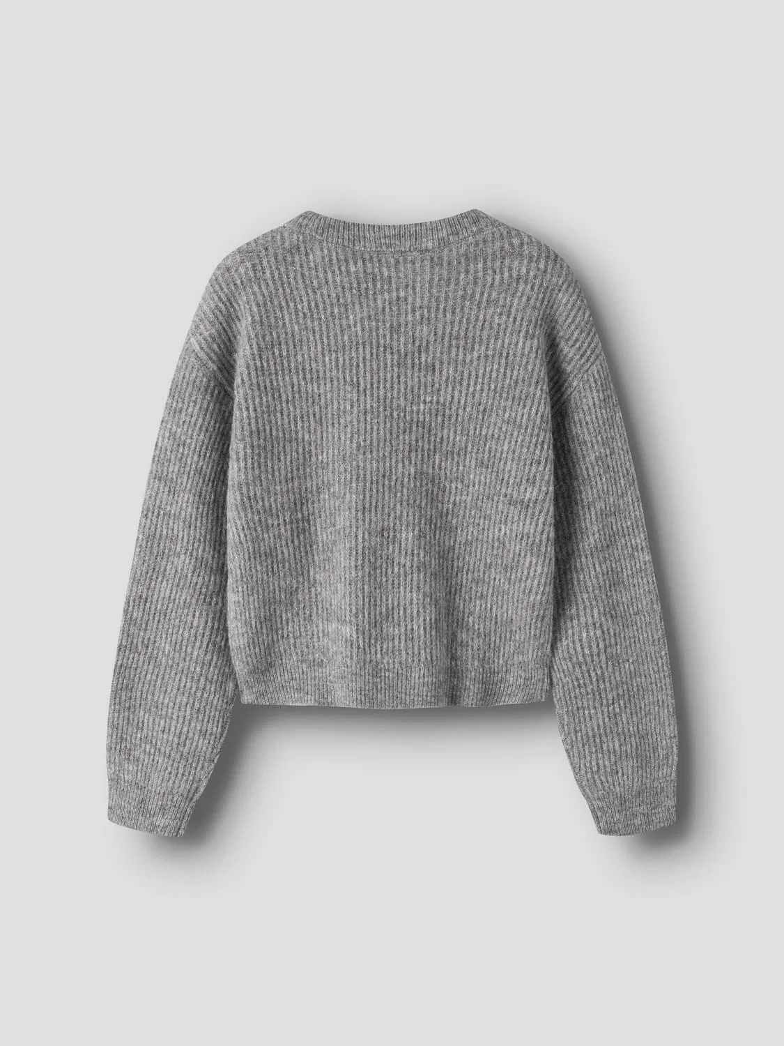 Пуловер с коротким рукавом NKFHOLLY LS BOXY SHORT KNIT Name It, серый меланж — фото 3