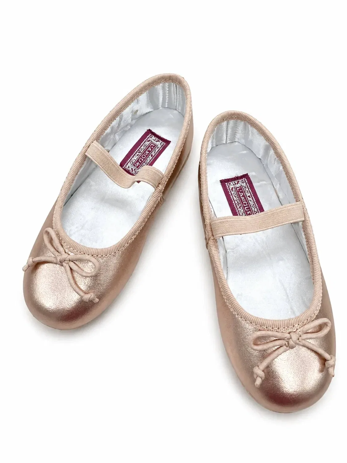 Детские балетки для девочек с бантом L'Amour, Rosegold — фото 2