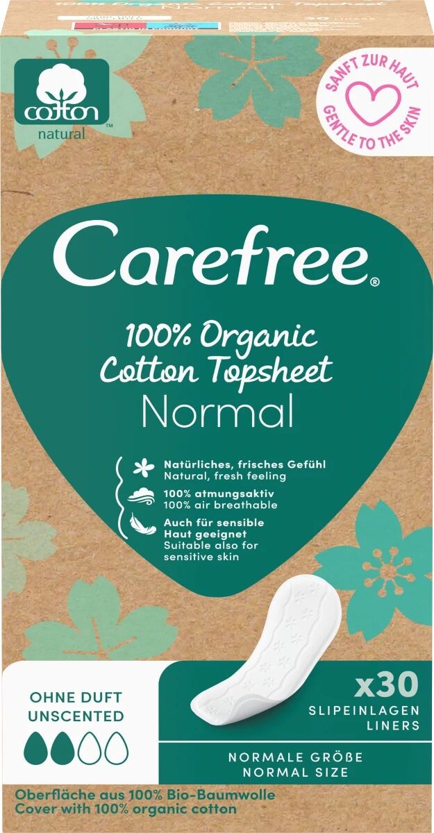 

Carefree 100% Organic Cotton Normal ежедневные прокладки, 30 шт.