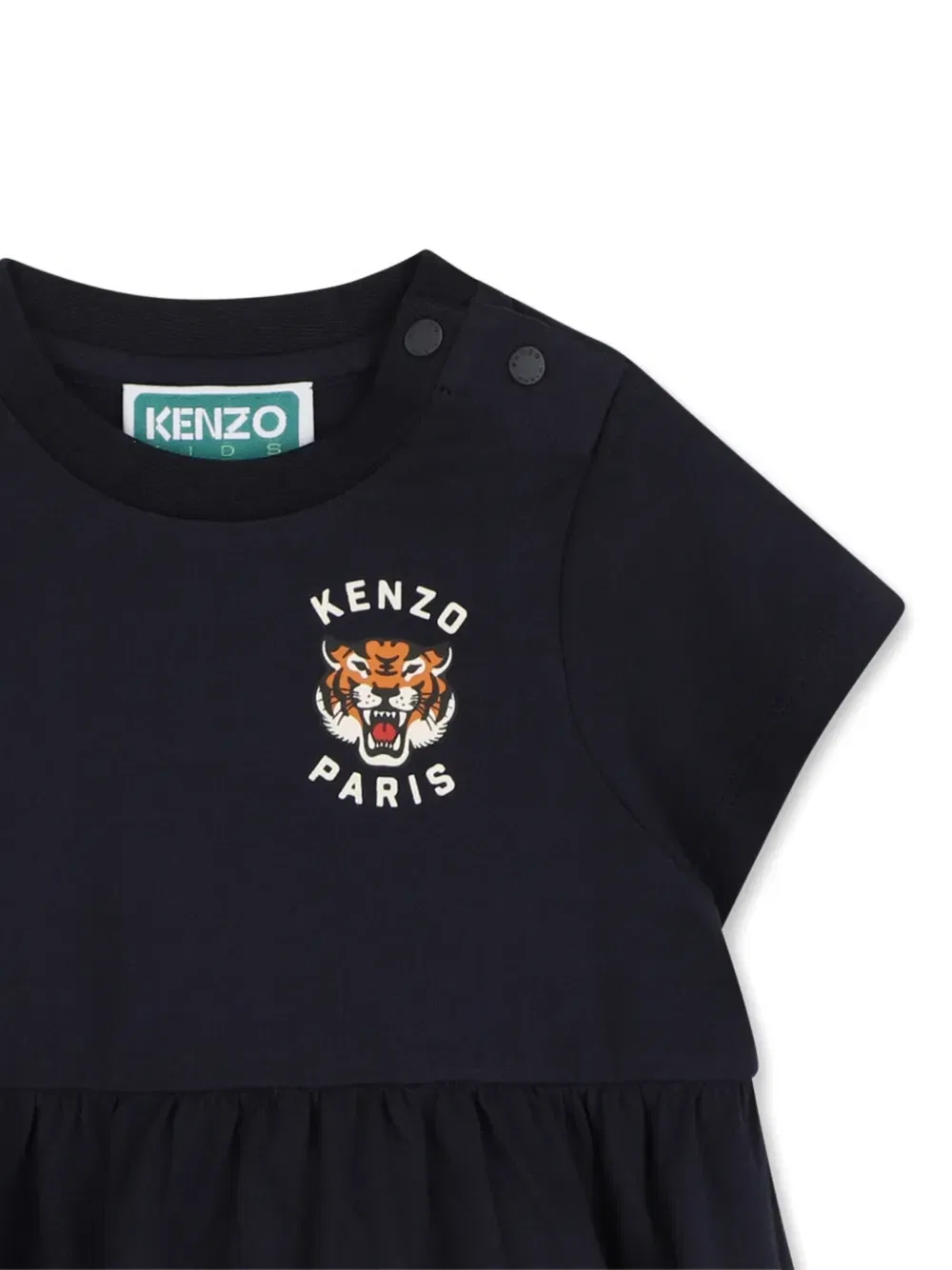 Платье с оборками и принтом Kenzo Kids, синий — фото 3