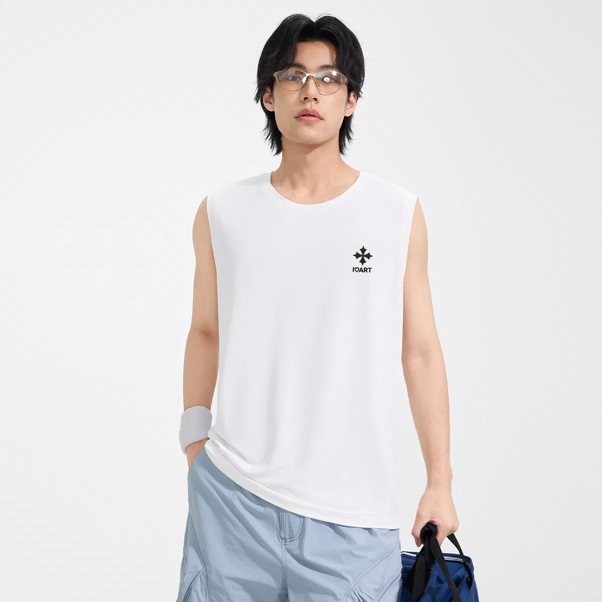 Детский топ-майка с круглым вырезом Straight Fit MINISO, White (M Arts Seal Chest Logo) — фото 4