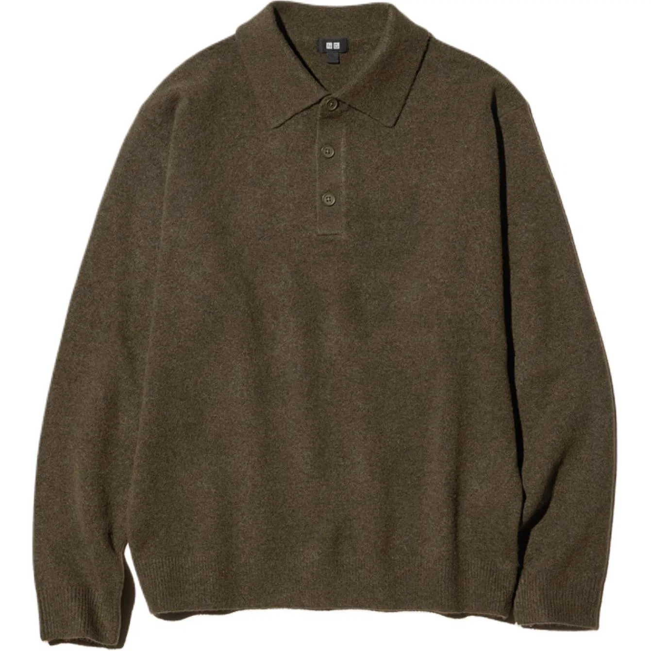 Мужское поло с воротником и планкой Dark Umber UNIQLO