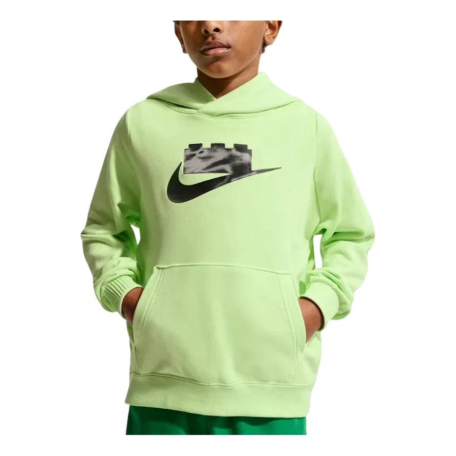 Детское худи Nike x LEGO Collection Hoodie Light Liquid Lime Smoke Grey, зеленый