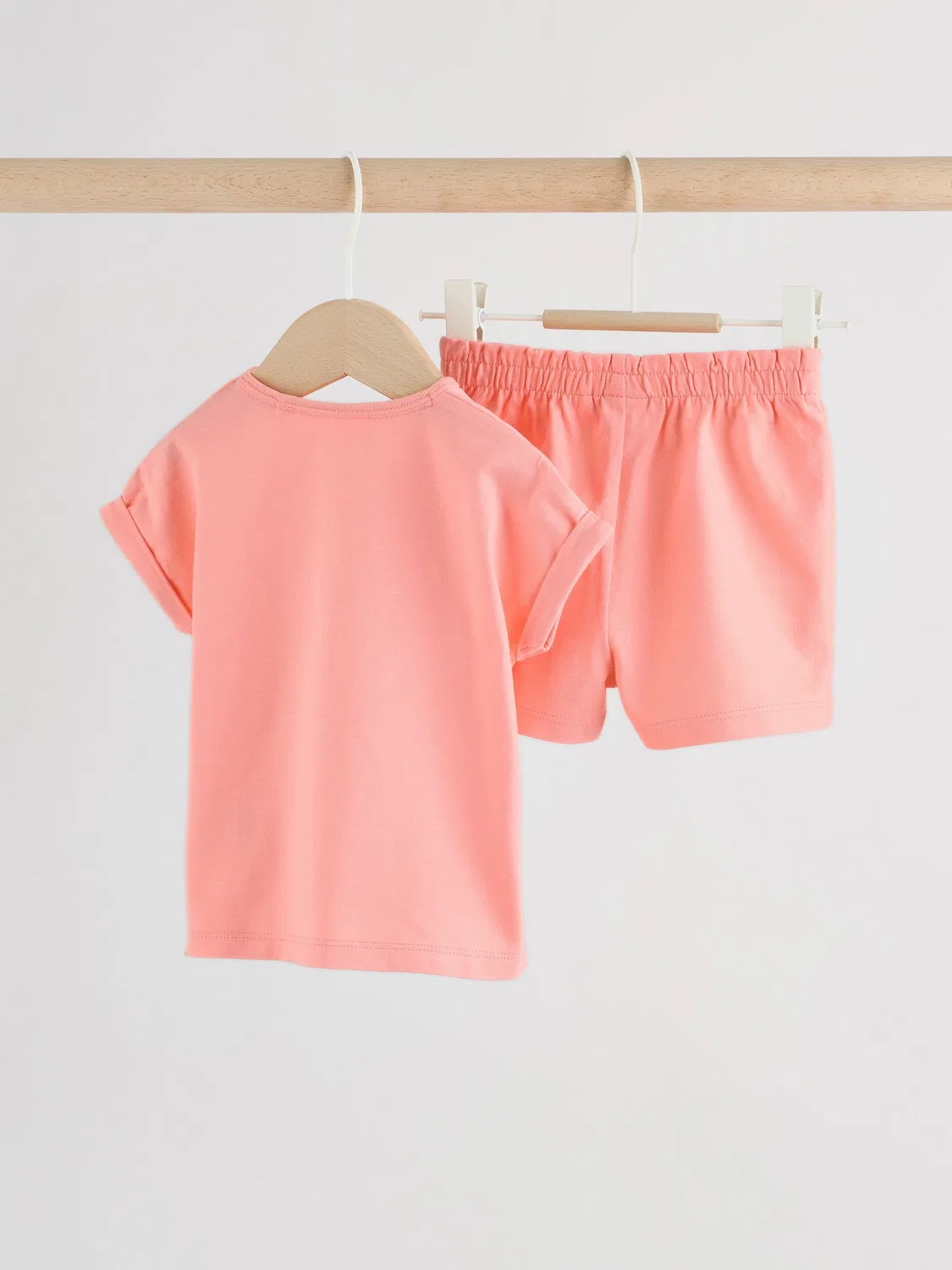 Комплект из топа и шорт с вышивкой и принтом, модель Pink Short Sleeve Baby Top and Short Set Next, розовый — фото 4