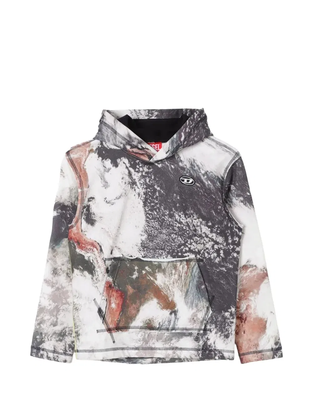 Худи с графичным принтом и нашивкой-логотипом Diesel Kids, белый