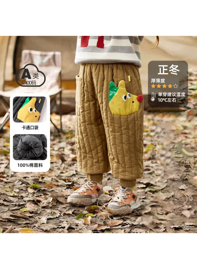 Штаны утепленные хлопковые детские зимние Doodle Home, хаки — фото 2