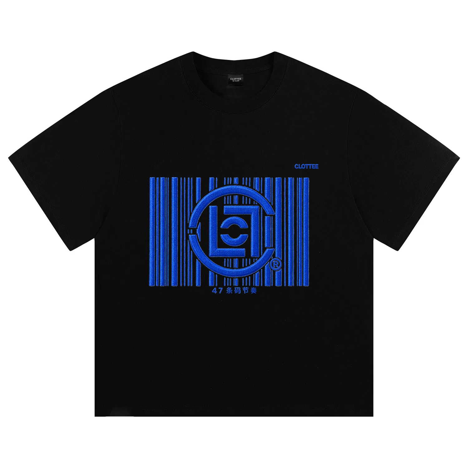 Детская футболка хлопковая Black (10,000-Needle Embroidery Blue Heavyweight 320G 100% cotton) CLOT, Black (10,000-Needle Embroidery Blue Heavyweight 320G 100% cotton)