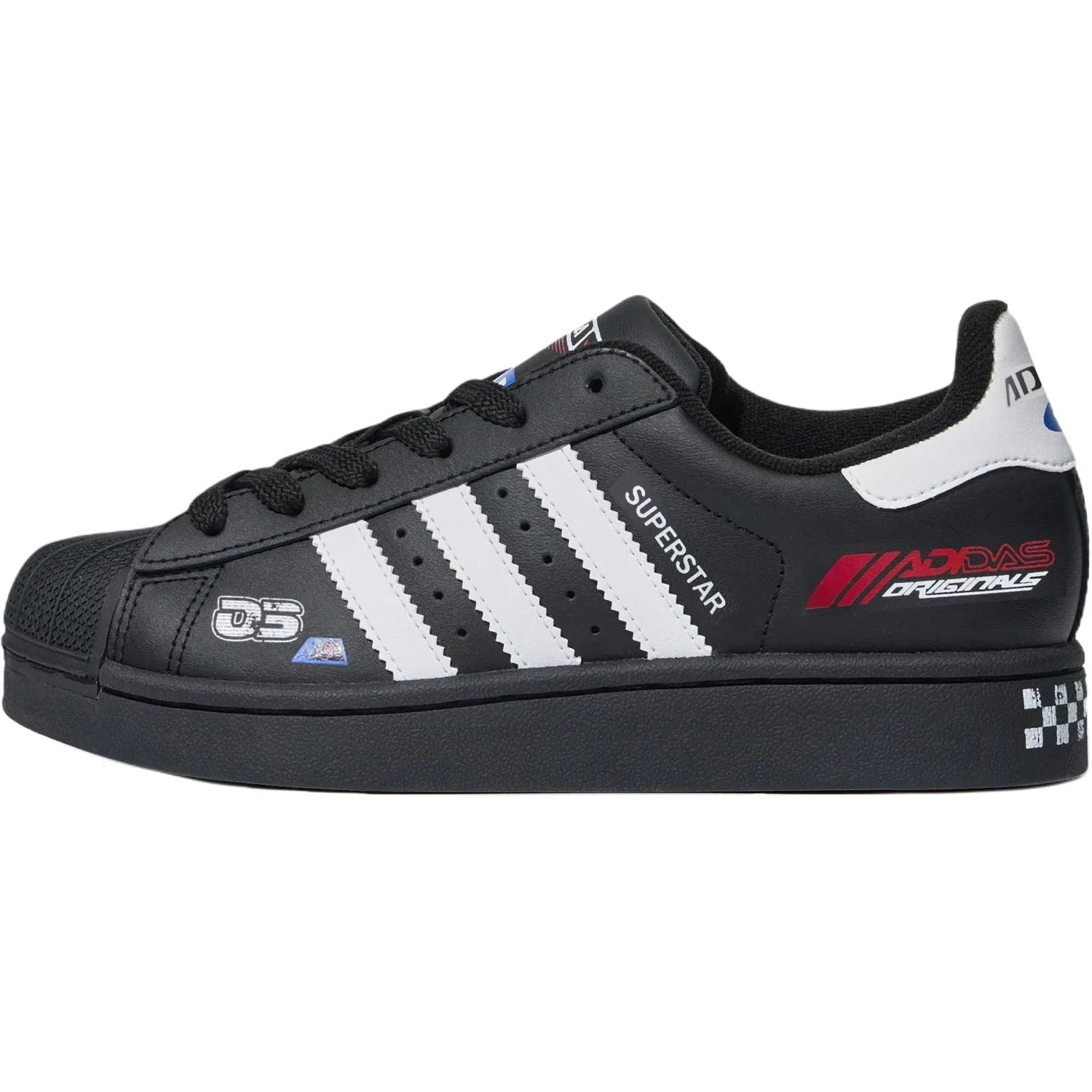 Детские кроссовки для скейтбординга с закрытым мысом Superstar 2 Adidas Originals, Black/White/Victory Red