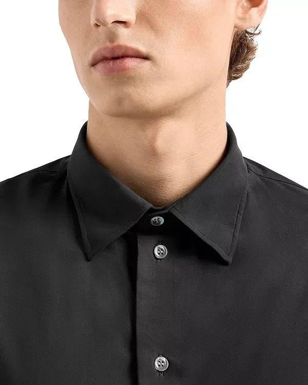 Мужская рубашка с воротником Stretch Sport Shirt Emporio Armani, Black Beauty — фото 4